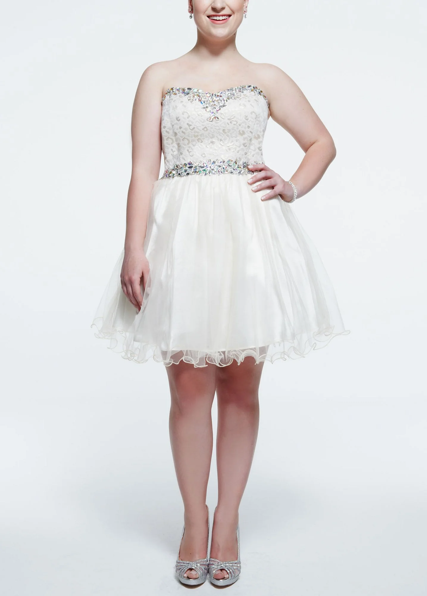 Beaded Sweetheart Neckline Dress with Tulle Skirt