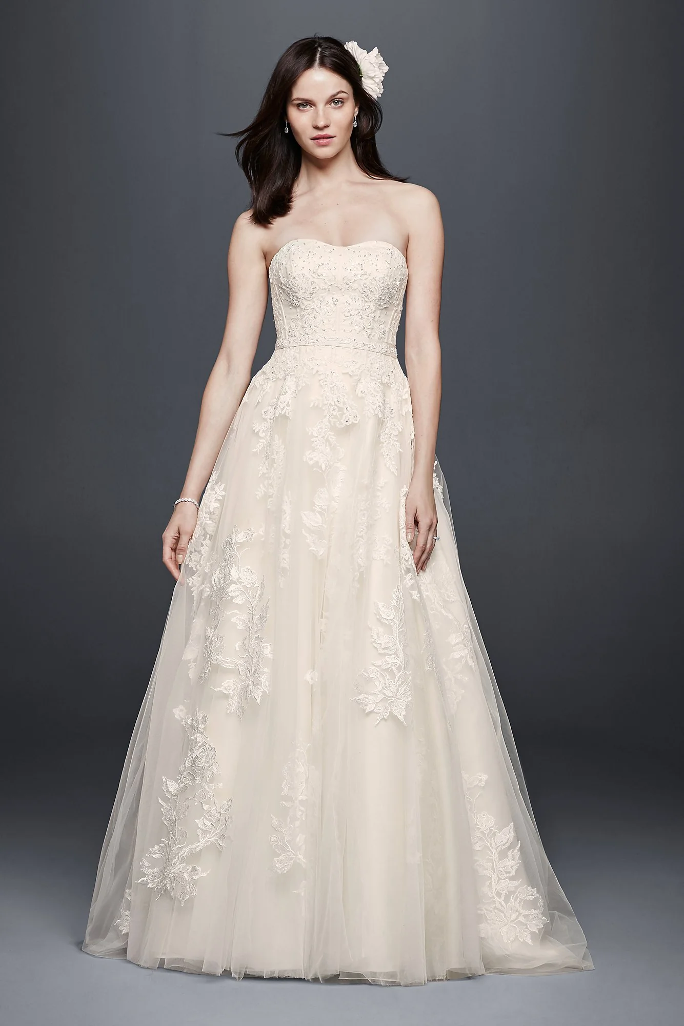 Beaded Sweetheart Tulle Ball Gown Wedding Dress - Image 2