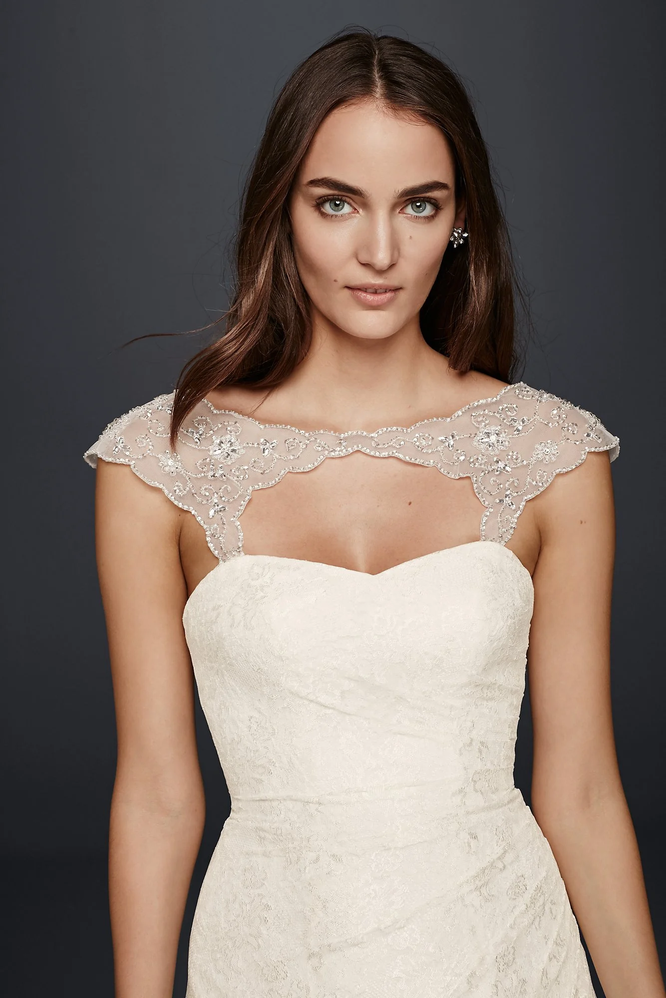 Beaded Tulle Cap Sleeve Topper