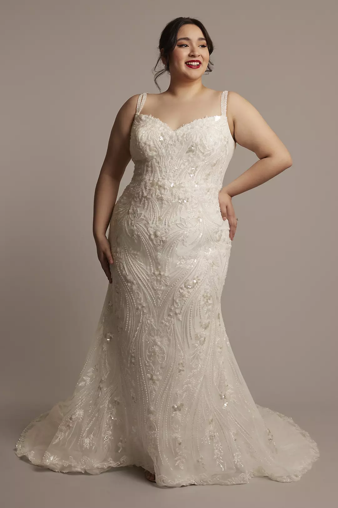 Beaded Tulle Mermaid Wedding Dress - Image 11