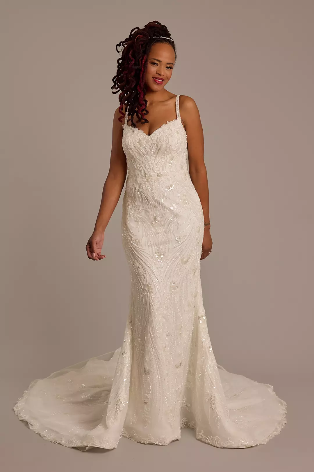 Beaded Tulle Mermaid Wedding Dress - Image 8