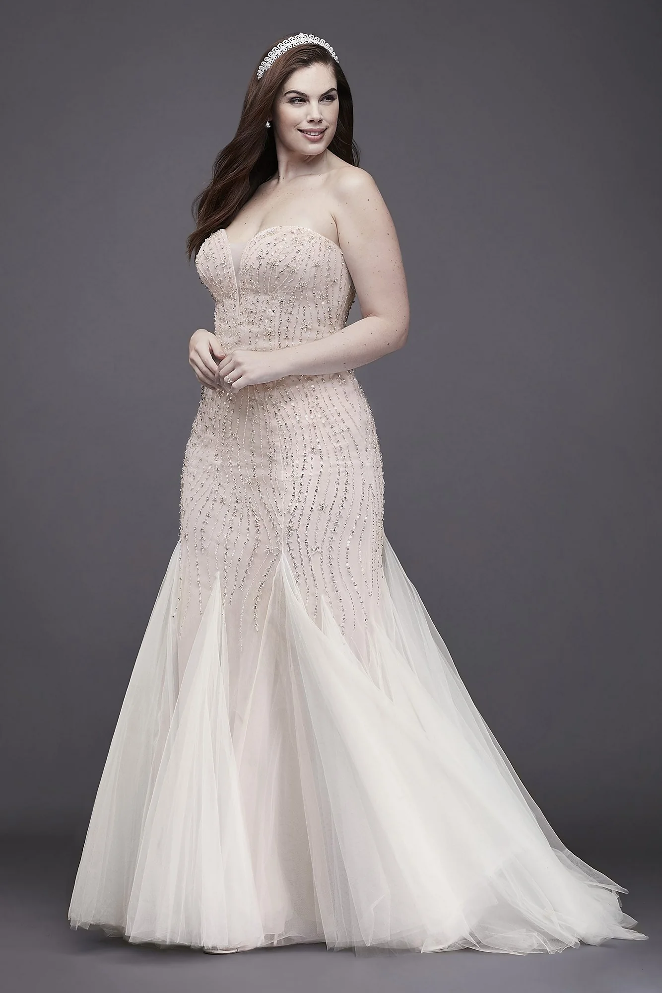Beaded Tulle Sweetheart Trumpet Wedding Dress - Image 5