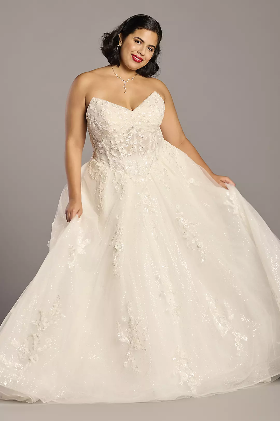 Beaded Tulle Wedding Dress with Detachable Sleeves - Image 2