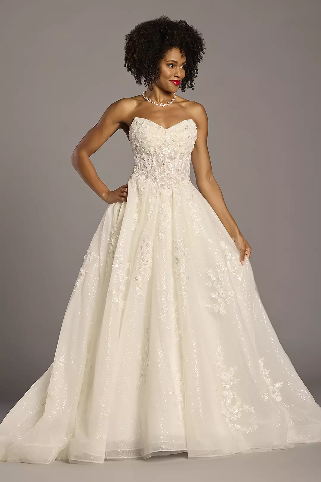 Beaded Tulle Wedding Dress with Detachable Sleeves - Image 3