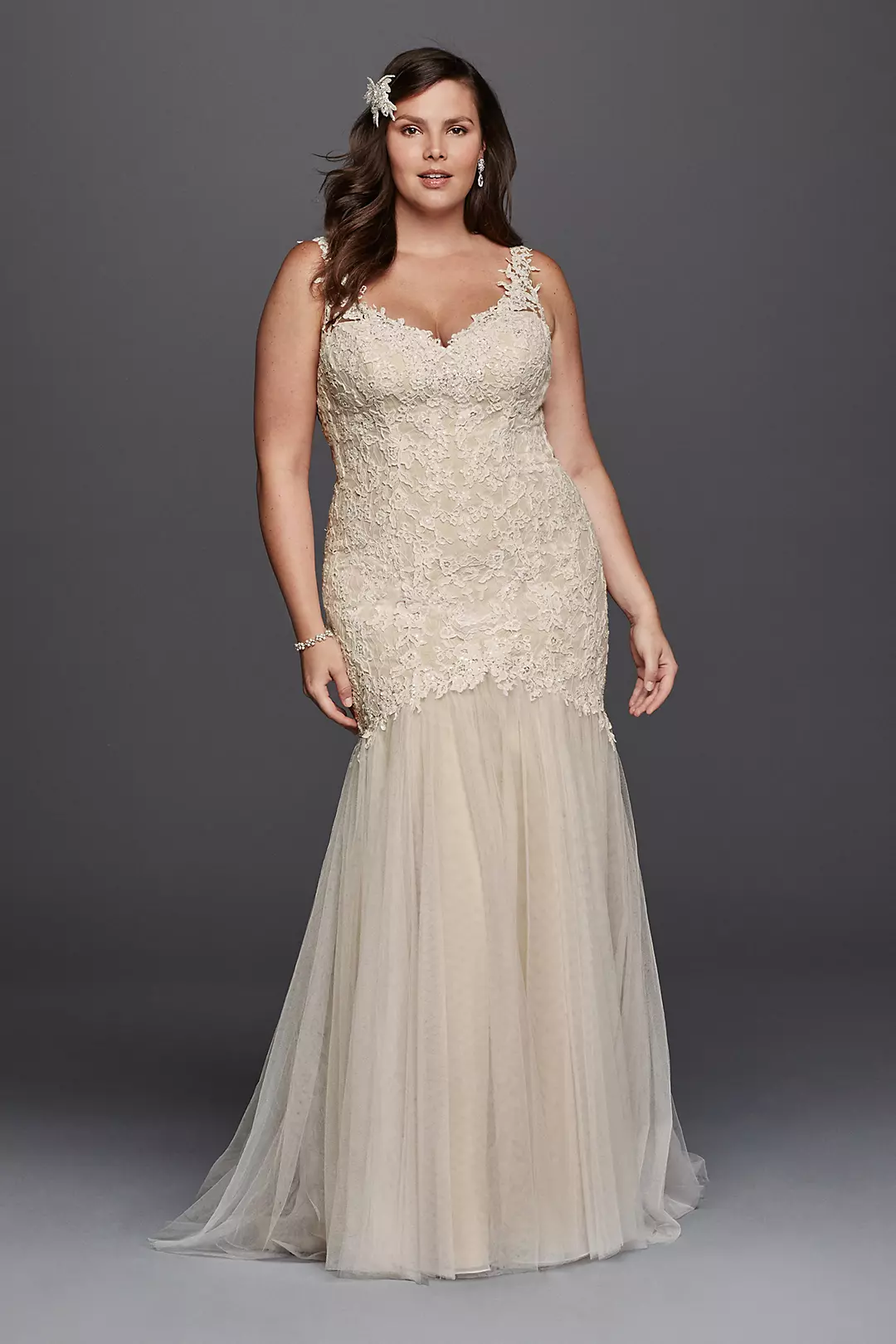 Beaded Venice Lace Trumpet Wedding Dress - Image 40