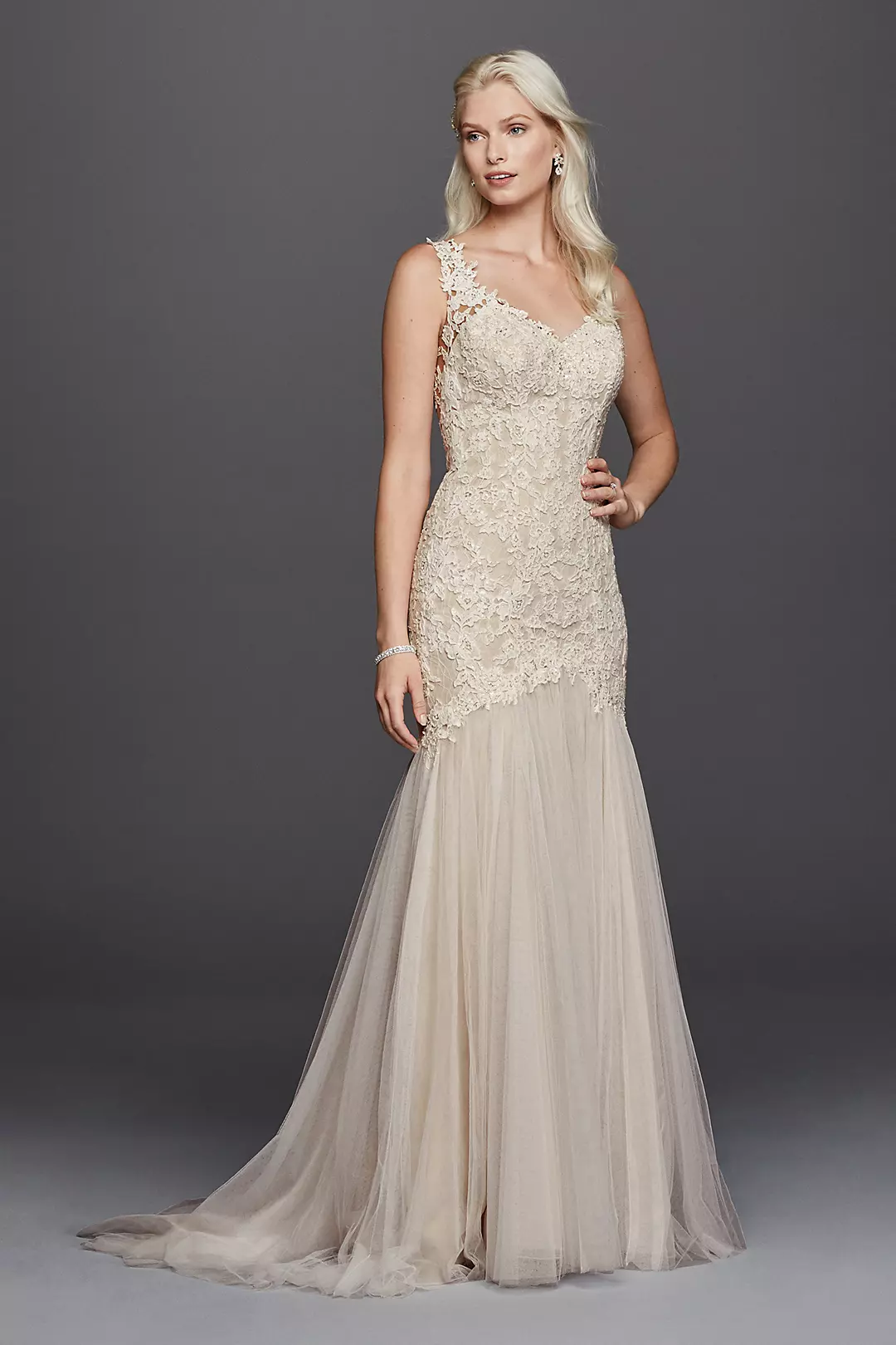 Beaded Venice Lace Trumpet Wedding Dress - Image 5