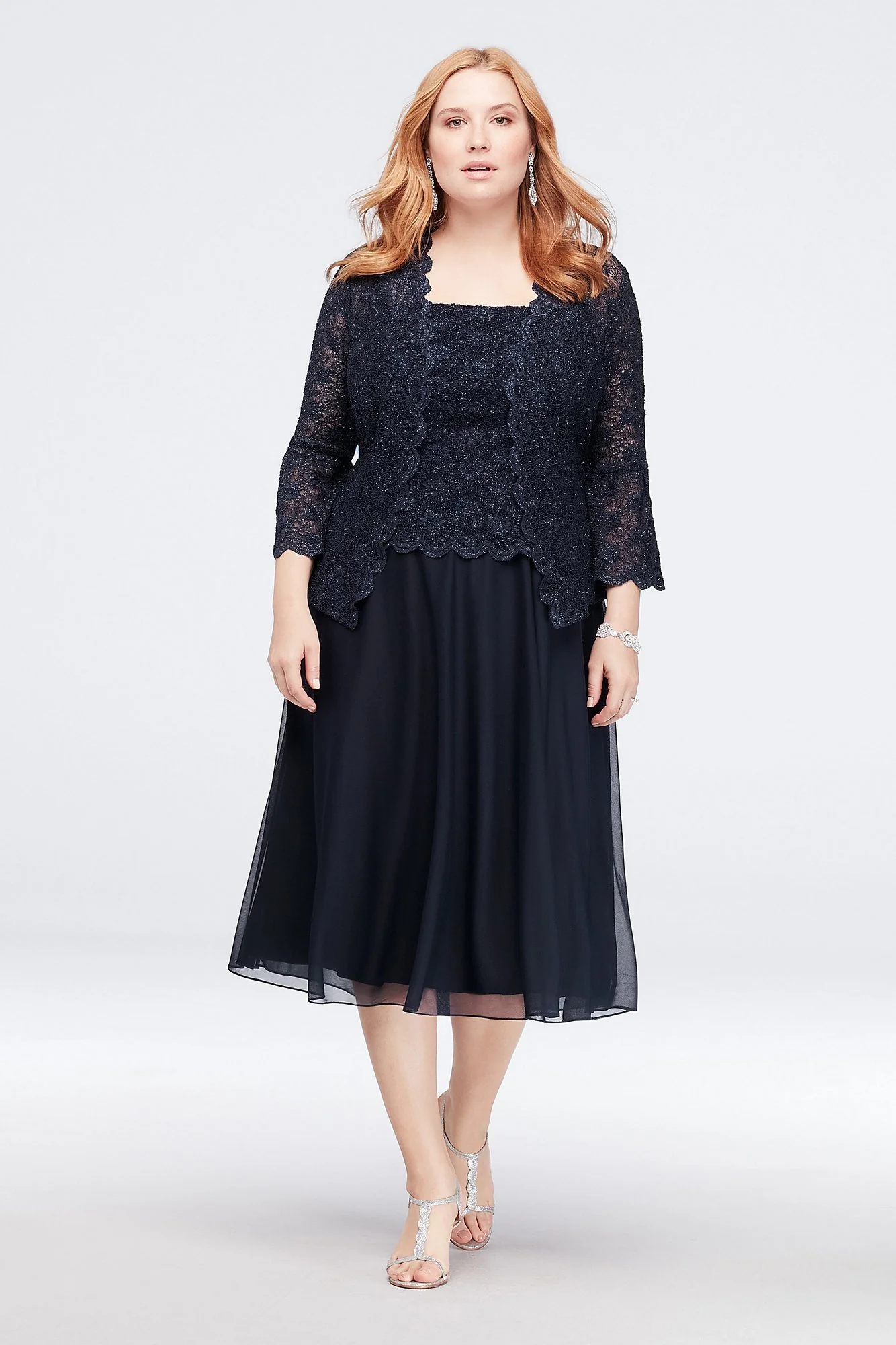 Bell Sleeve Lace Plus Size Jacket Dress - Image 2