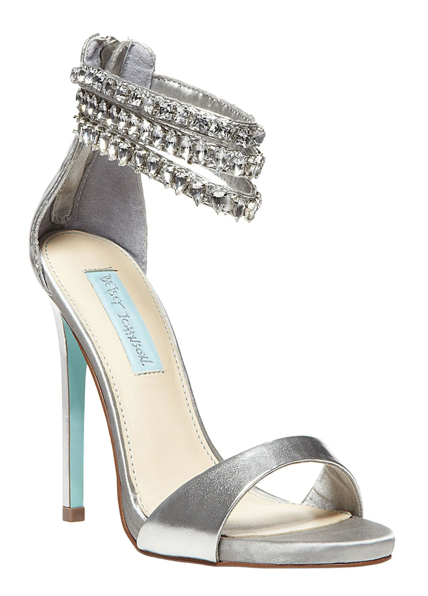 Betsey Johnson Satin Jeweled Strap High Heel