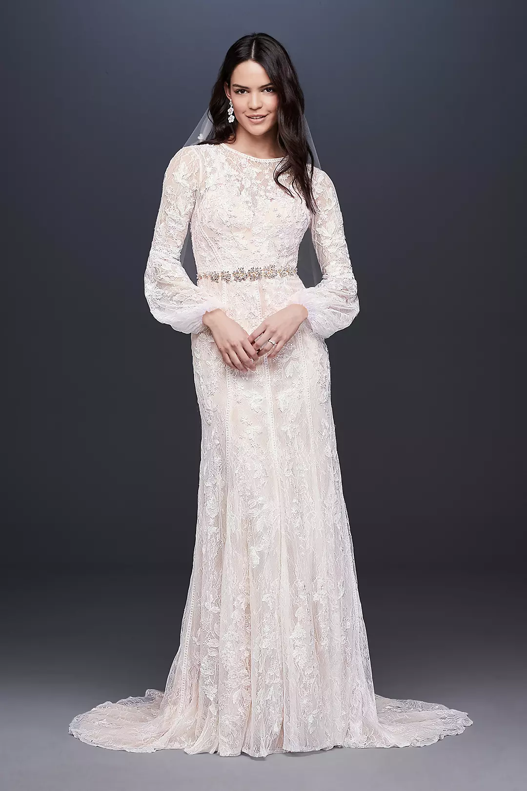 Bishop Sleeve Lace Sheath Wedding Dress - Image 5
