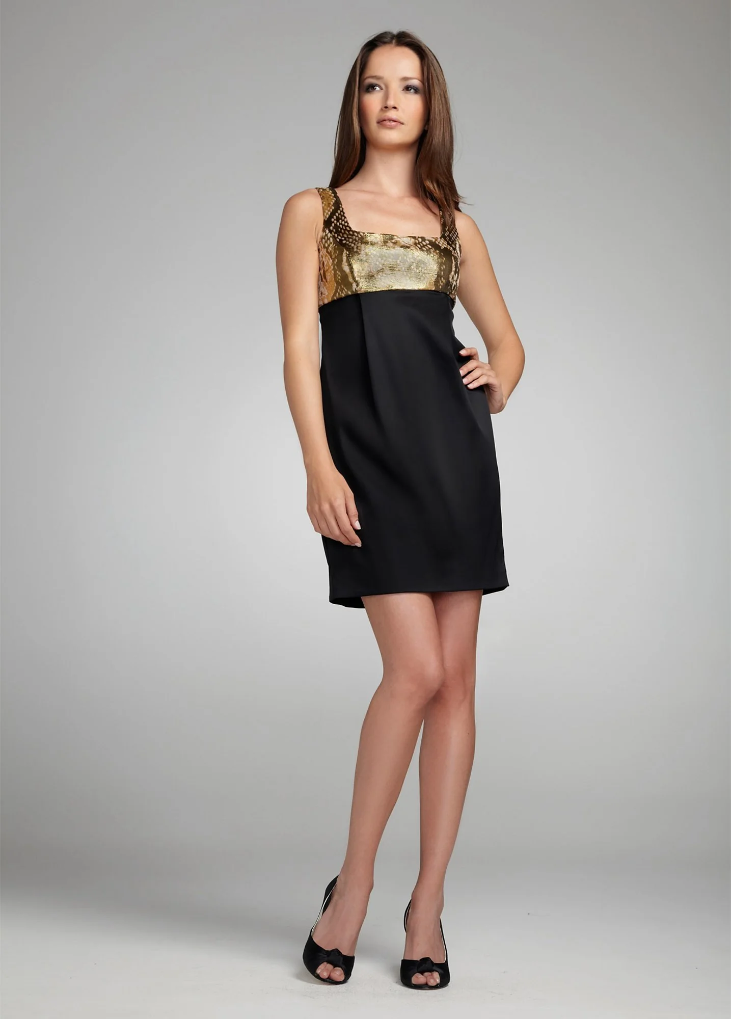 Black and Gold Tank Dress with Snake Skin Print