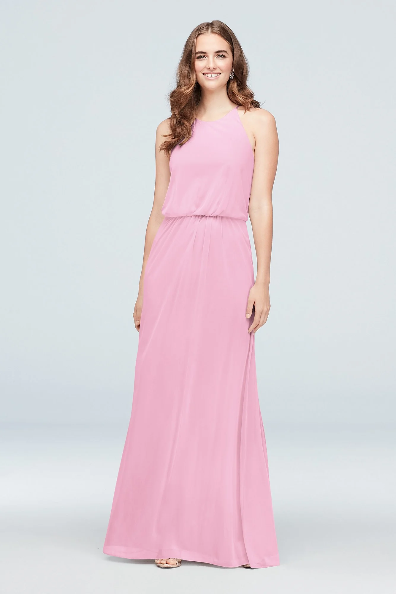 Blouson High-Neck Mesh Bridesmaid Dress - Image 102