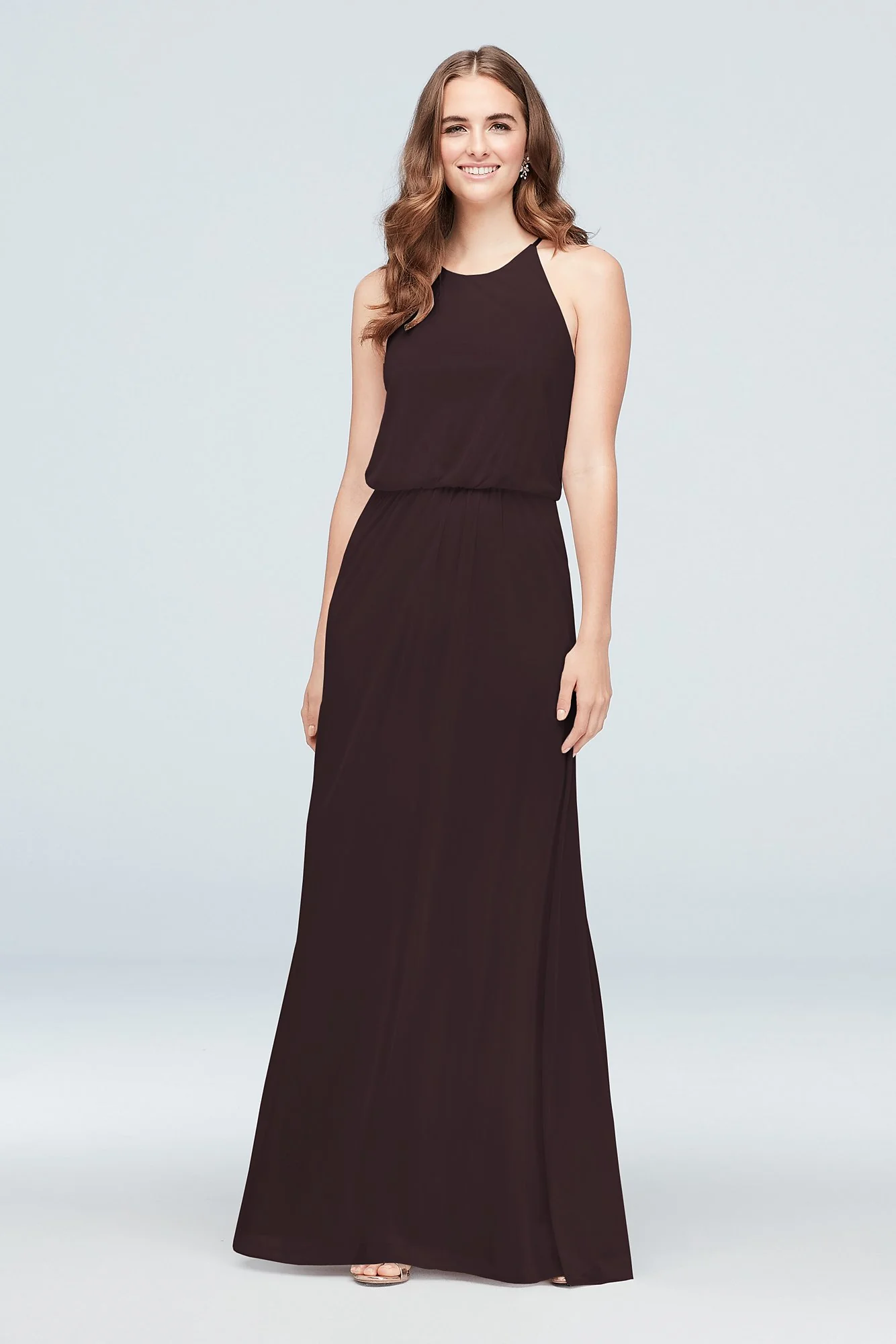 Blouson High-Neck Mesh Bridesmaid Dress - Image 103