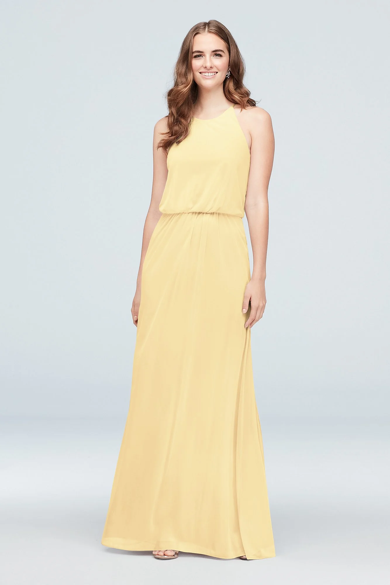 Blouson High-Neck Mesh Bridesmaid Dress - Image 11