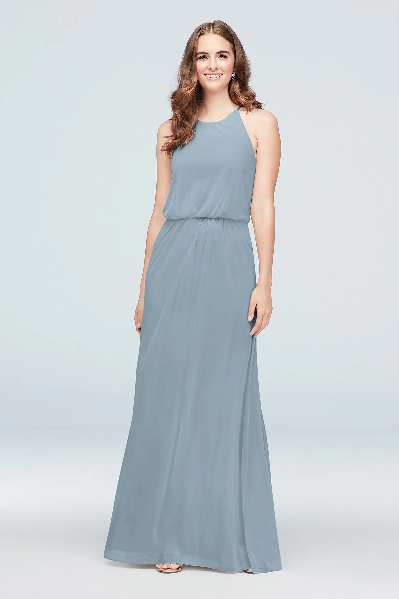 Blouson High-Neck Mesh Bridesmaid Dress - Image 13