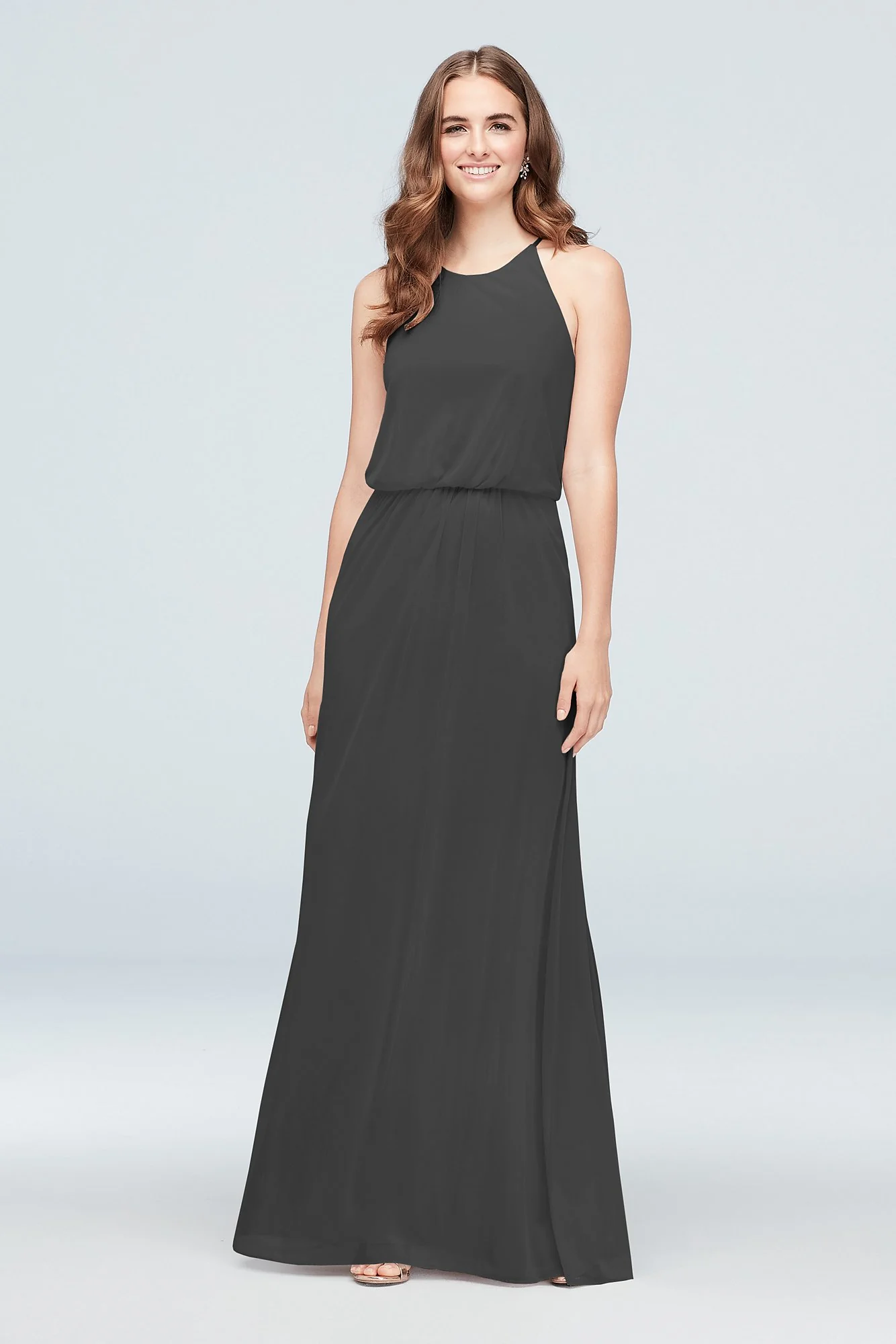 Blouson High-Neck Mesh Bridesmaid Dress - Image 16