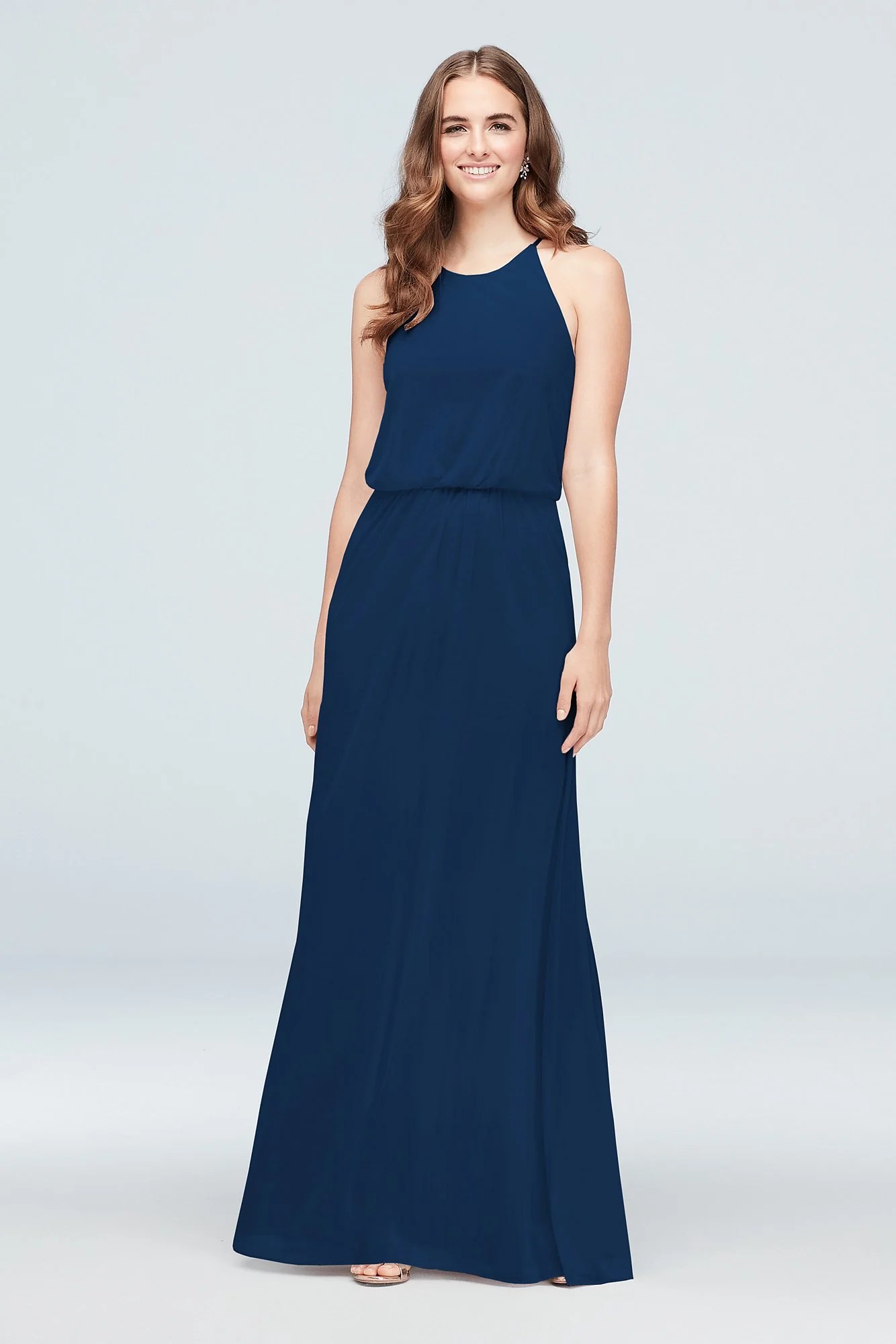 Blouson High-Neck Mesh Bridesmaid Dress - Image 19