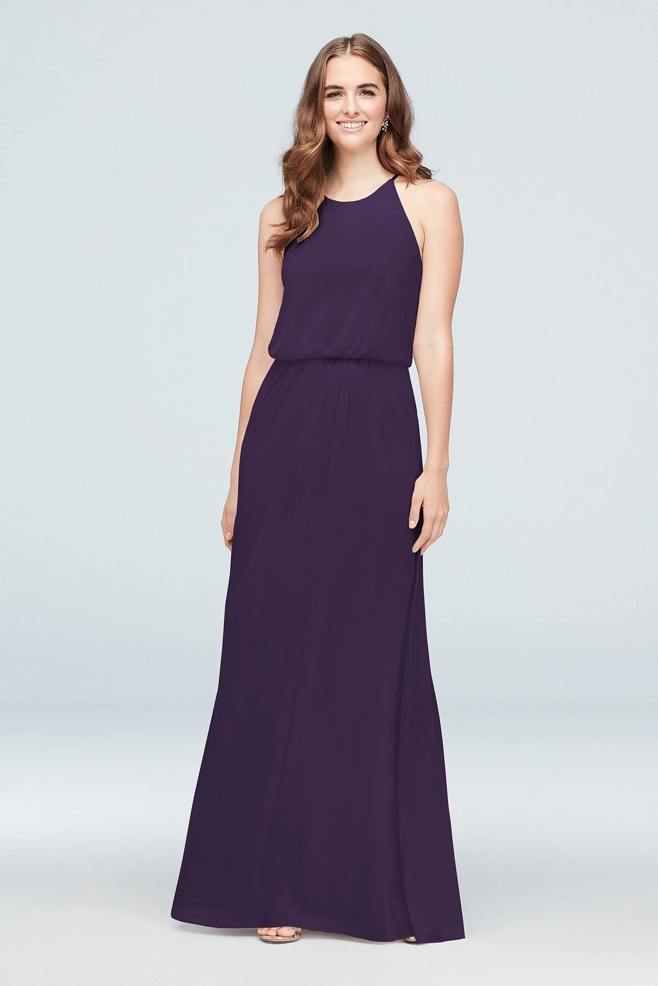 Blouson High-Neck Mesh Bridesmaid Dress - Image 20