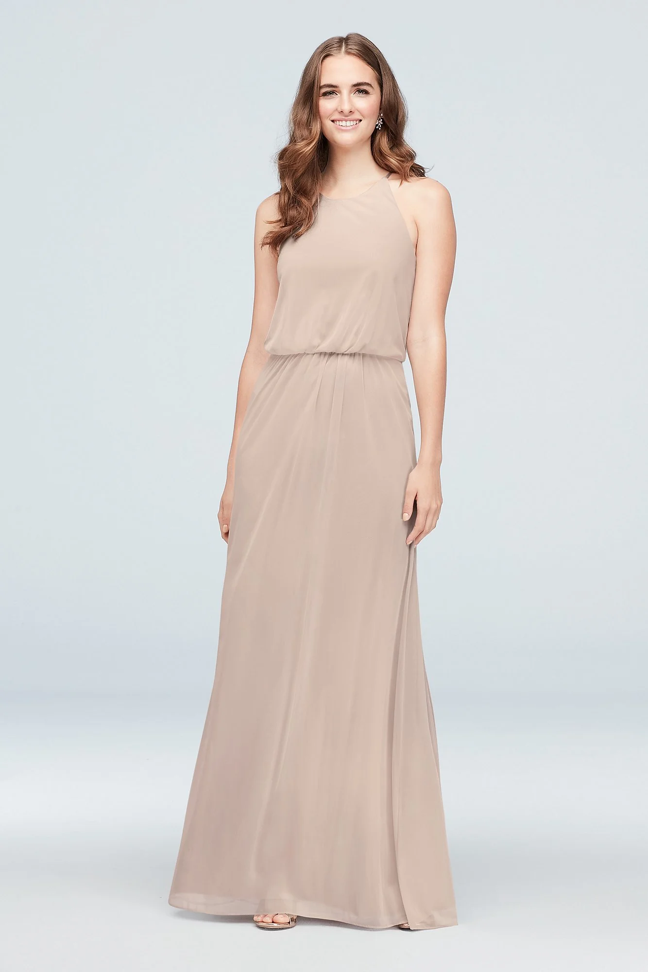 Blouson High-Neck Mesh Bridesmaid Dress - Image 25