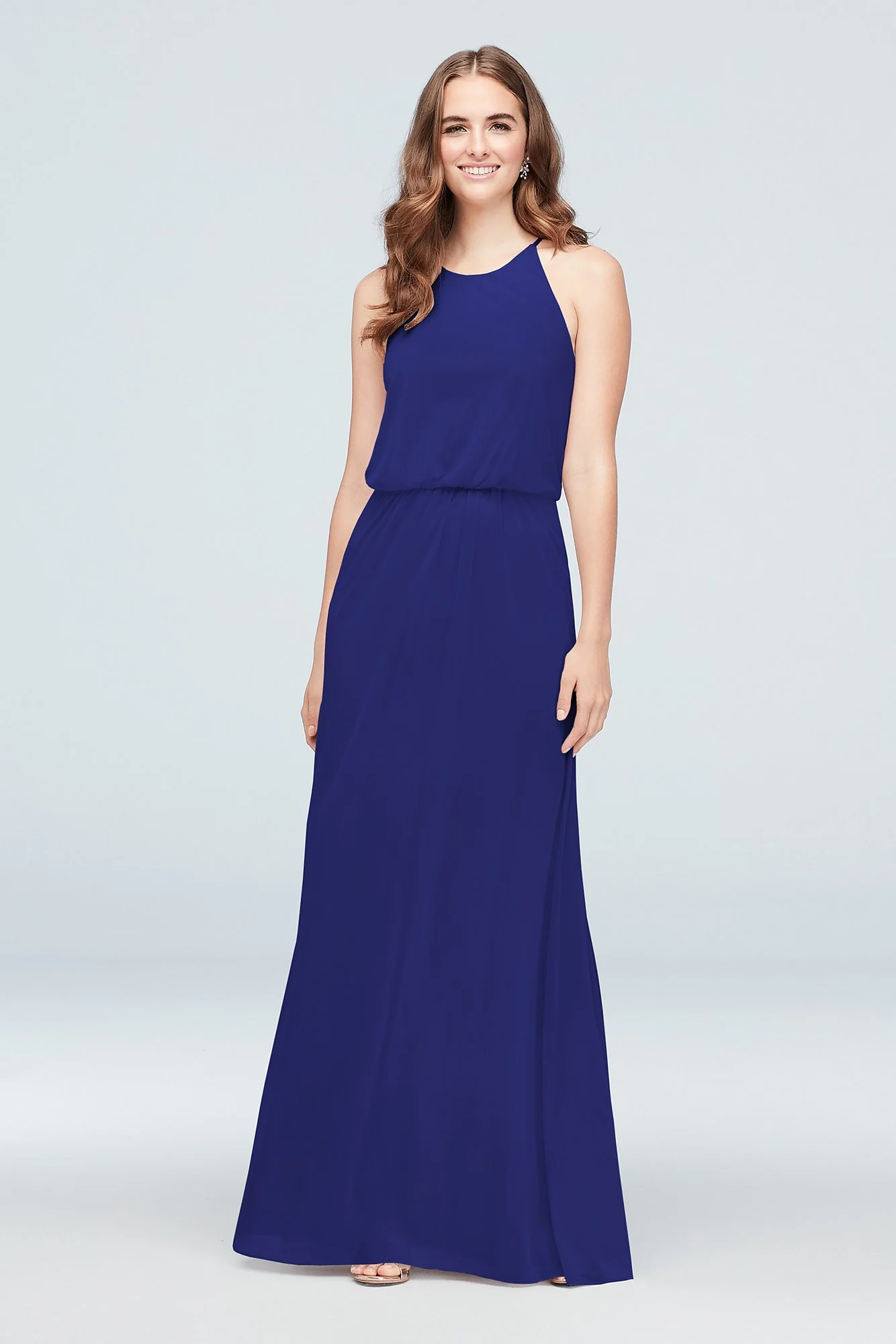 Blouson High-Neck Mesh Bridesmaid Dress - Image 29