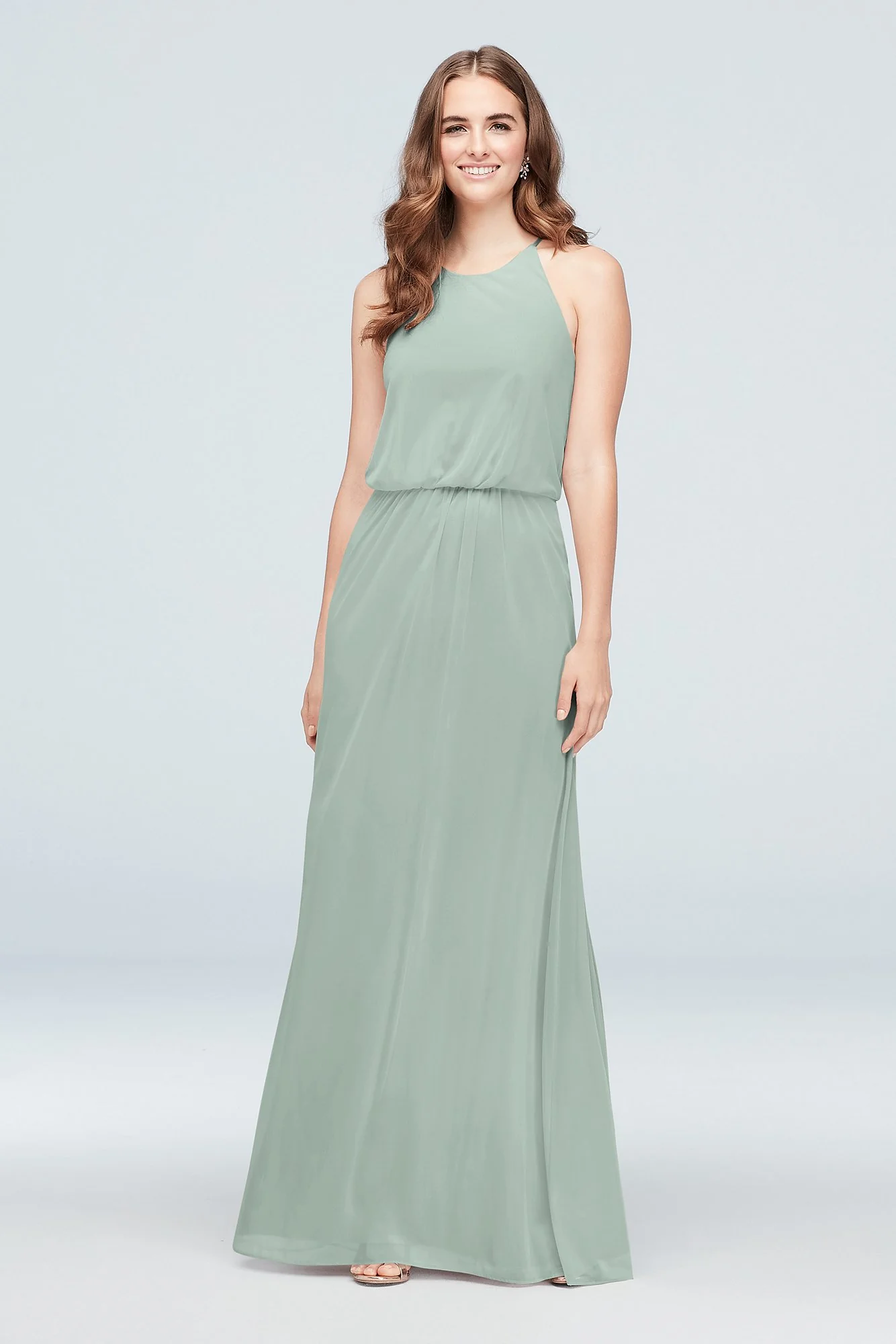 Blouson High-Neck Mesh Bridesmaid Dress - Image 31