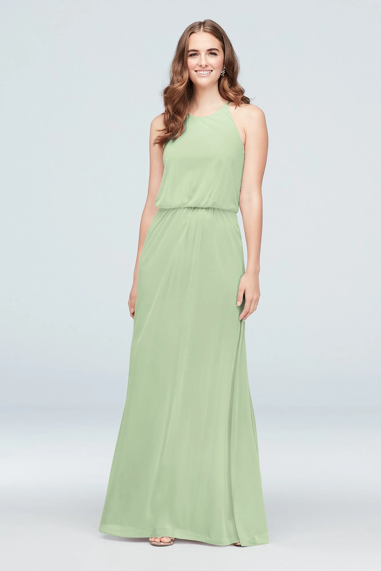 Blouson High-Neck Mesh Bridesmaid Dress - Image 33