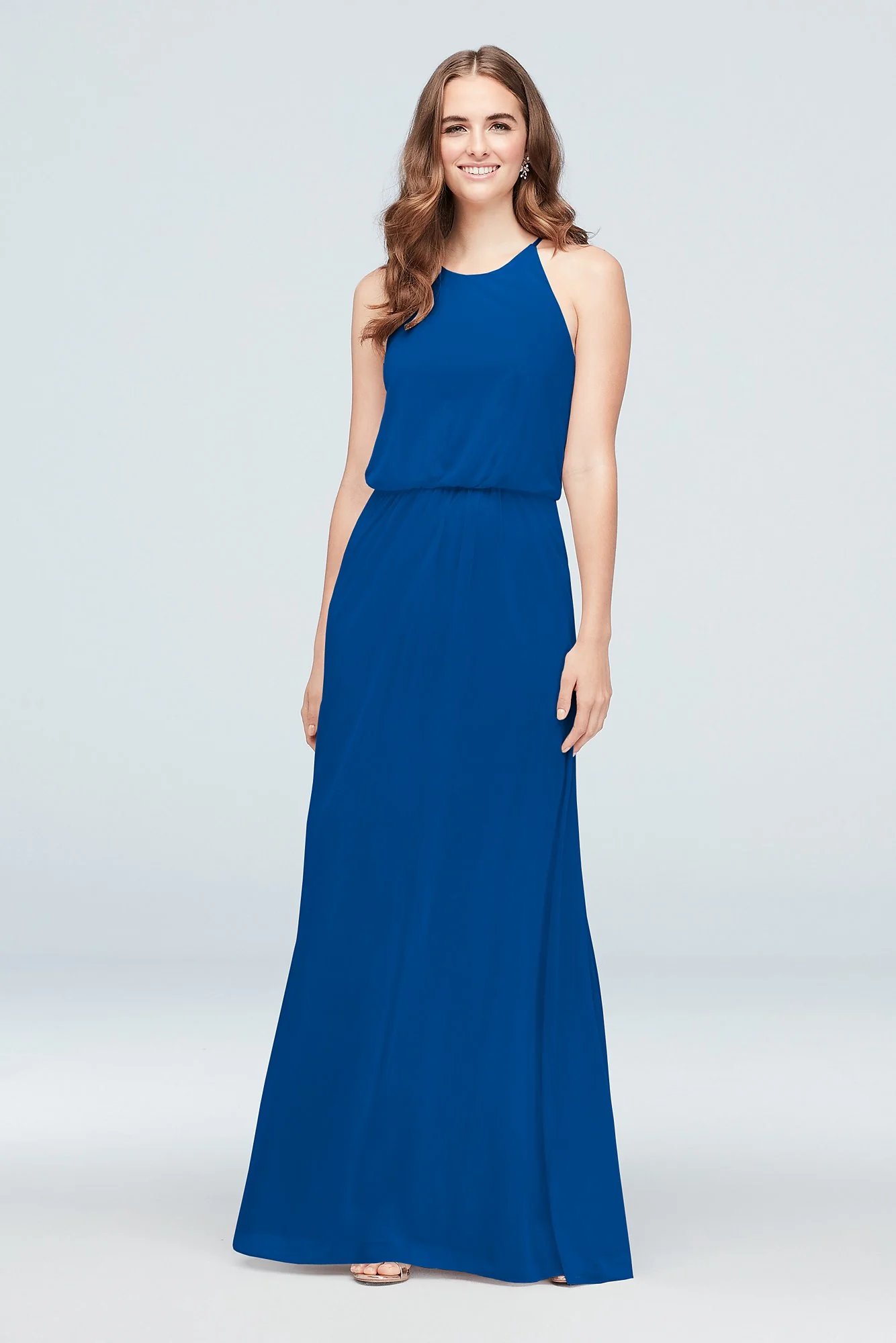 Blouson High-Neck Mesh Bridesmaid Dress - Image 36