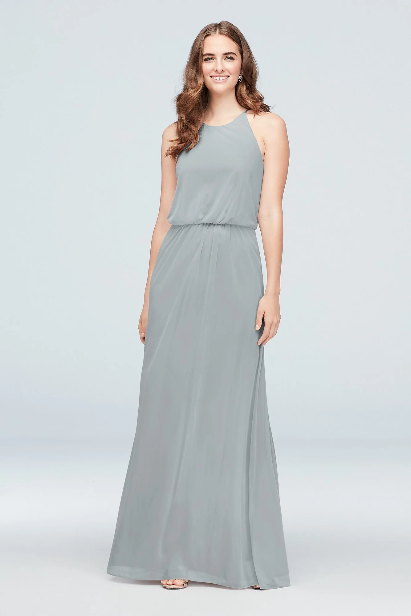 Blouson High-Neck Mesh Bridesmaid Dress - Image 38