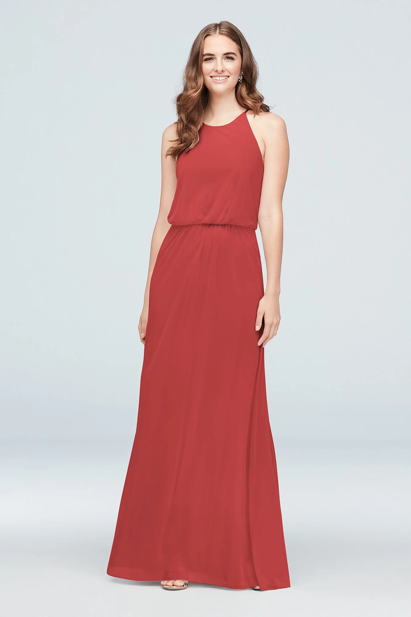Blouson High-Neck Mesh Bridesmaid Dress - Image 40