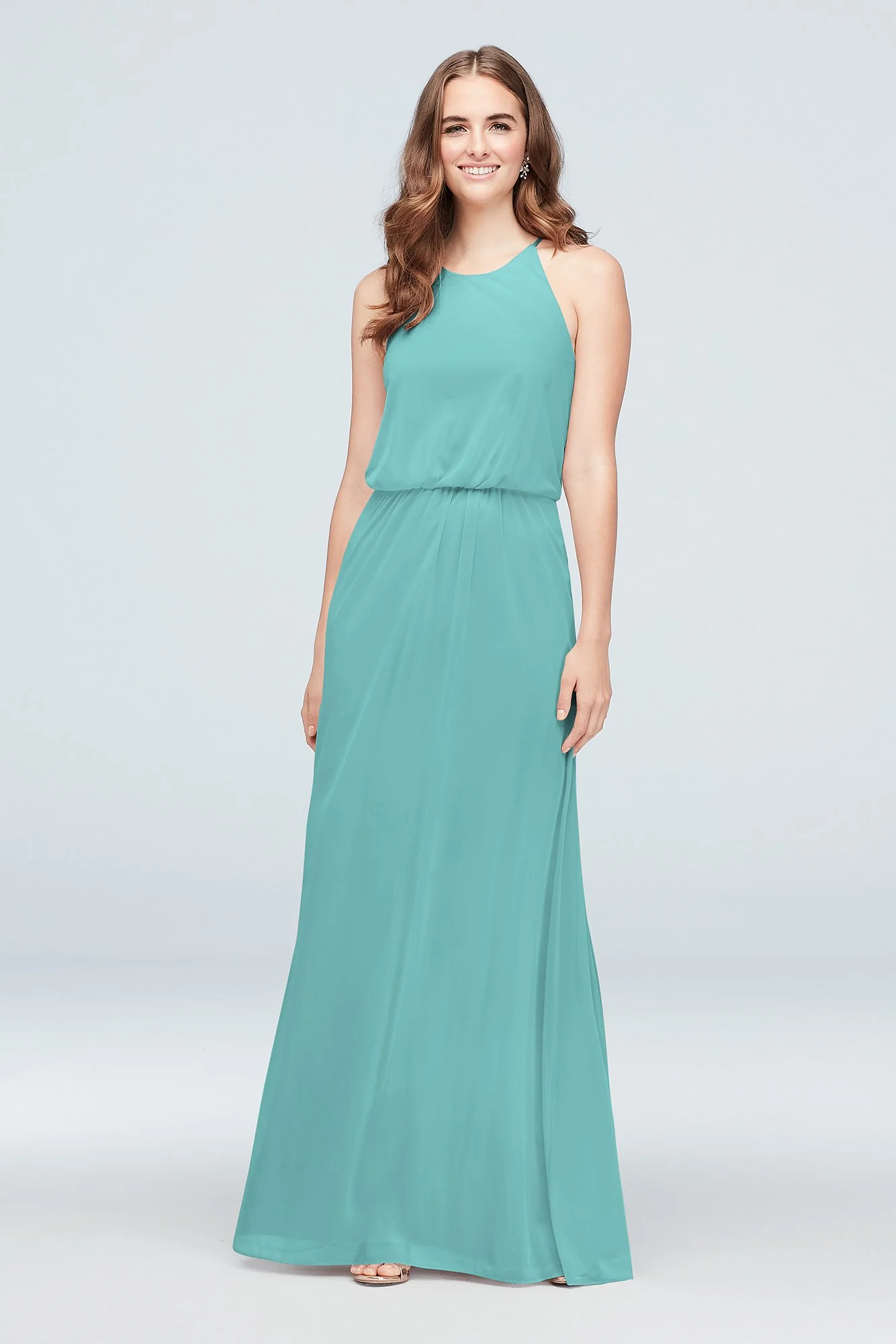 Blouson High-Neck Mesh Bridesmaid Dress - Image 41