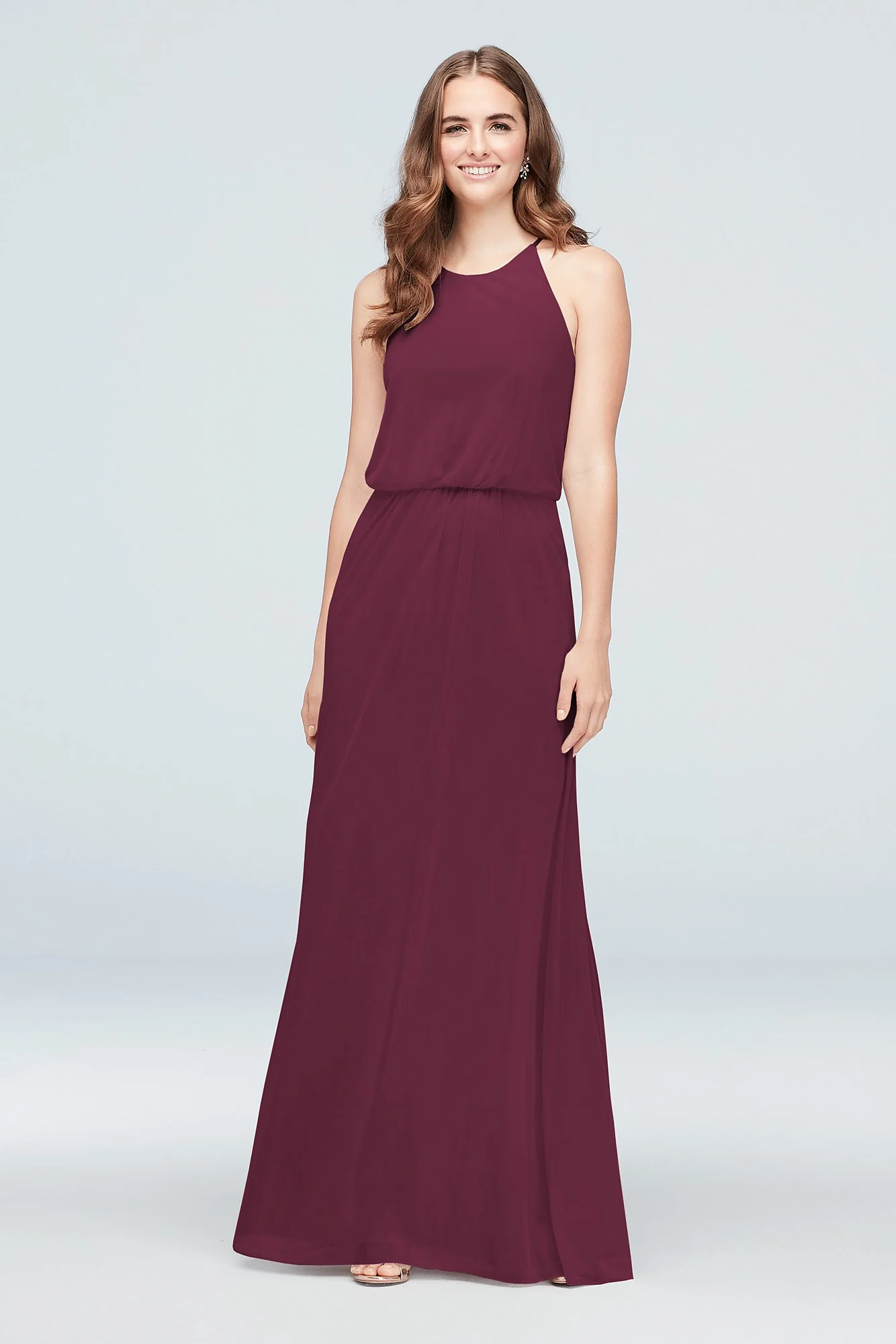 Blouson High-Neck Mesh Bridesmaid Dress - Image 42