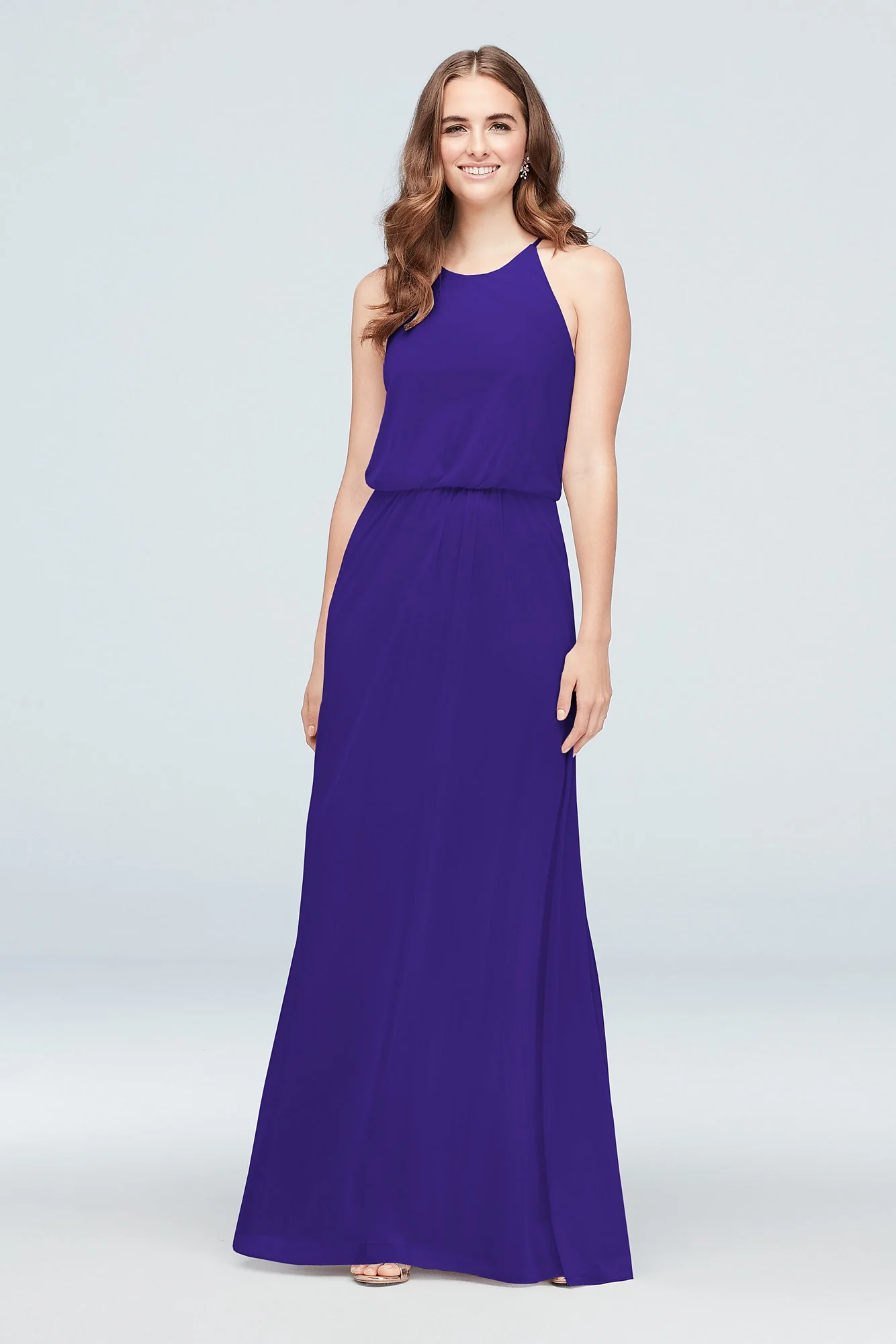 Blouson High-Neck Mesh Bridesmaid Dress - Image 43