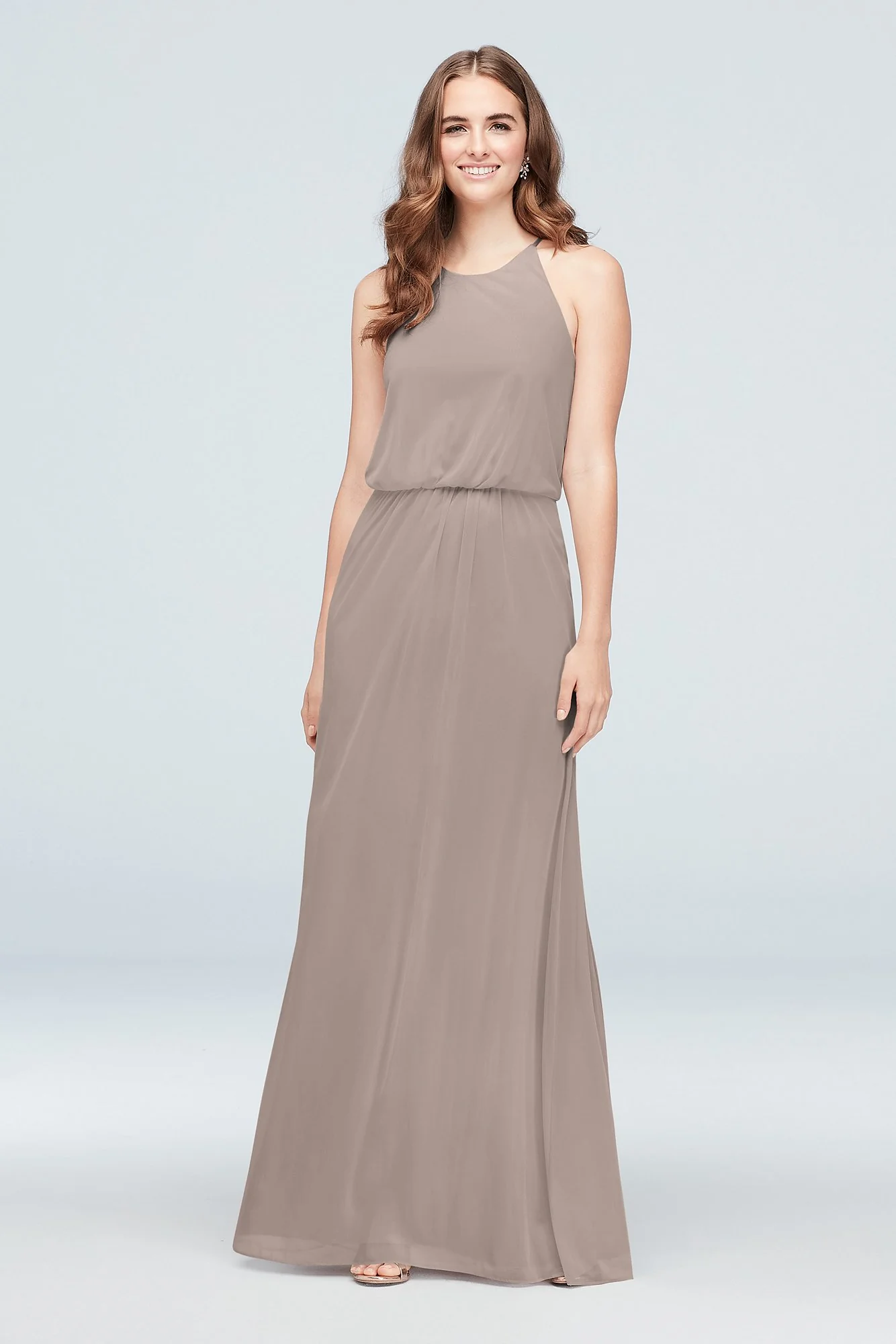 Blouson High-Neck Mesh Bridesmaid Dress - Image 44