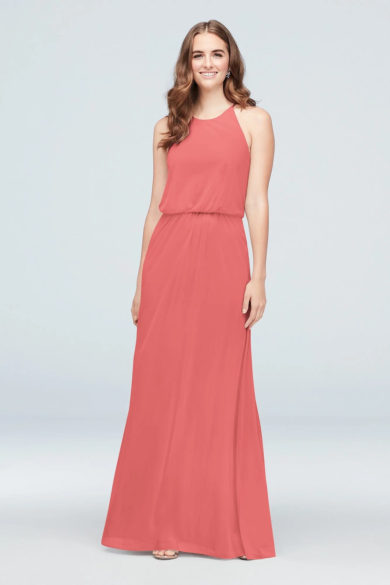 Blouson High-Neck Mesh Bridesmaid Dress - Image 48