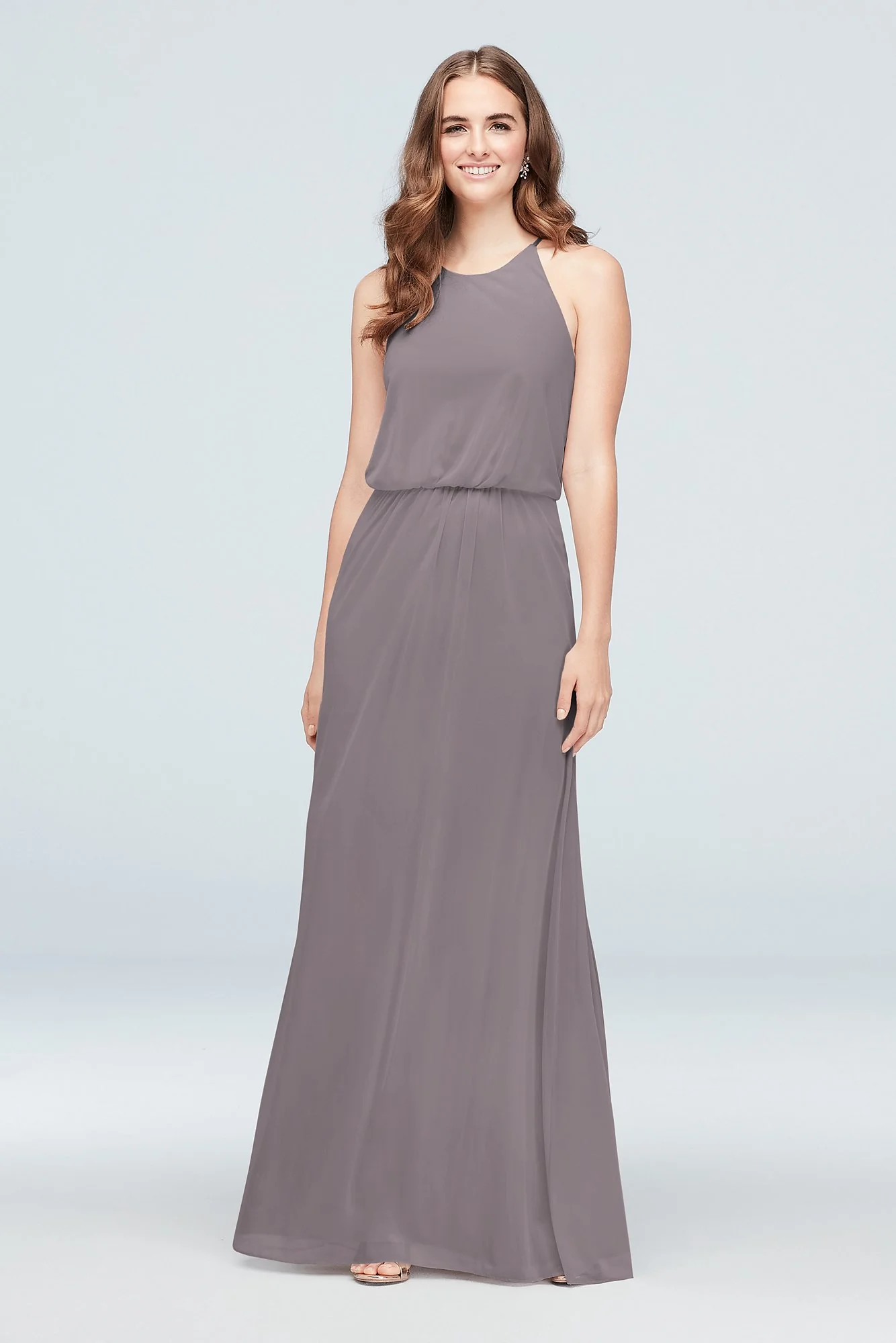 Blouson High-Neck Mesh Bridesmaid Dress - Image 49