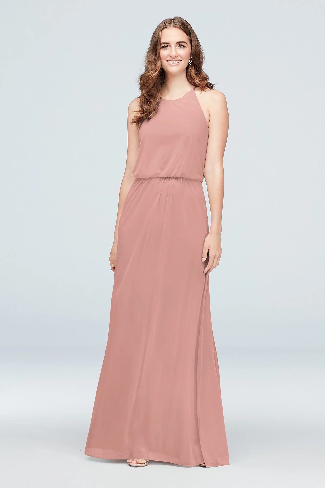 Blouson High-Neck Mesh Bridesmaid Dress - Image 52