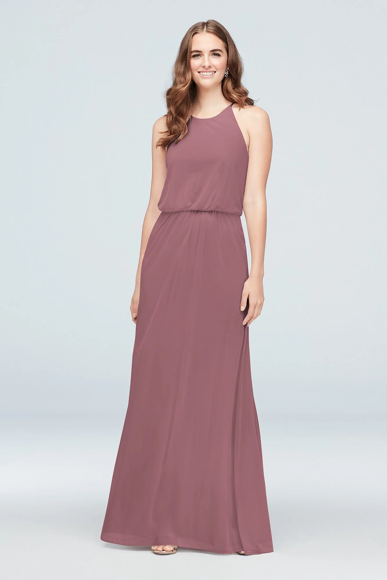 Blouson High-Neck Mesh Bridesmaid Dress - Image 53