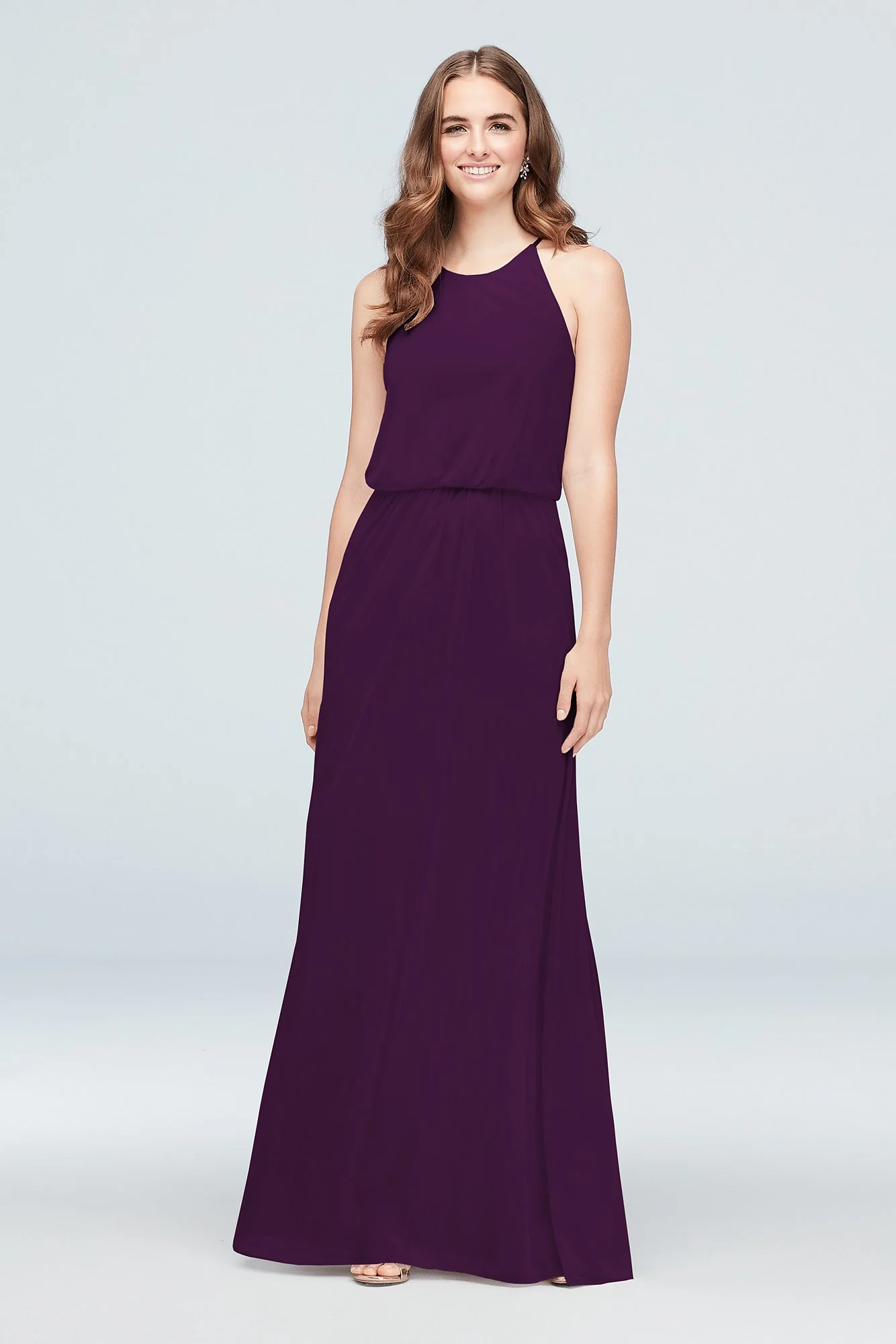 Blouson High-Neck Mesh Bridesmaid Dress - Image 54