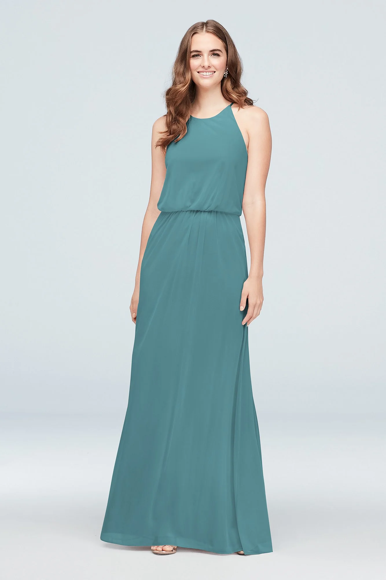 Blouson High-Neck Mesh Bridesmaid Dress - Image 57