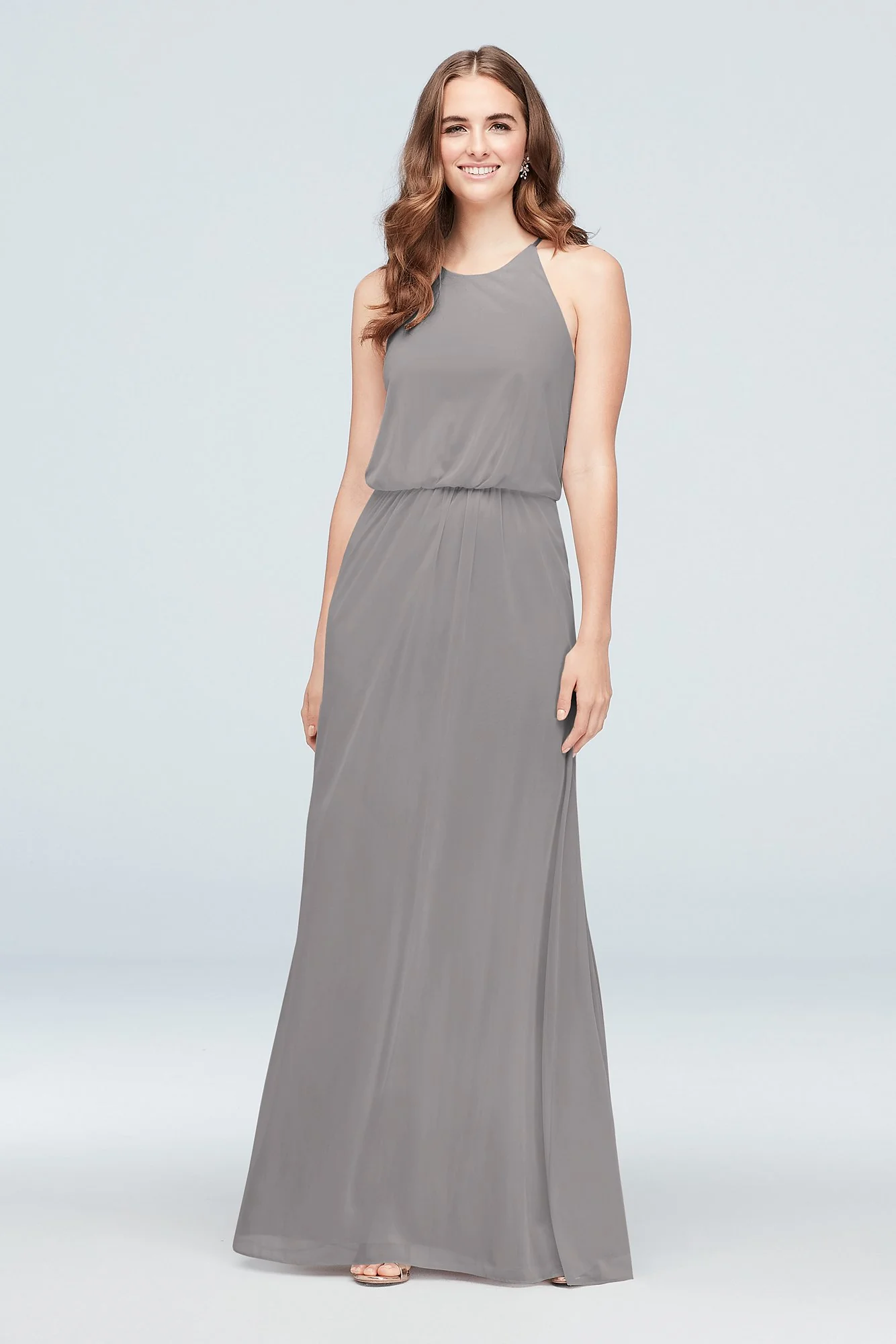 Blouson High-Neck Mesh Bridesmaid Dress - Image 58