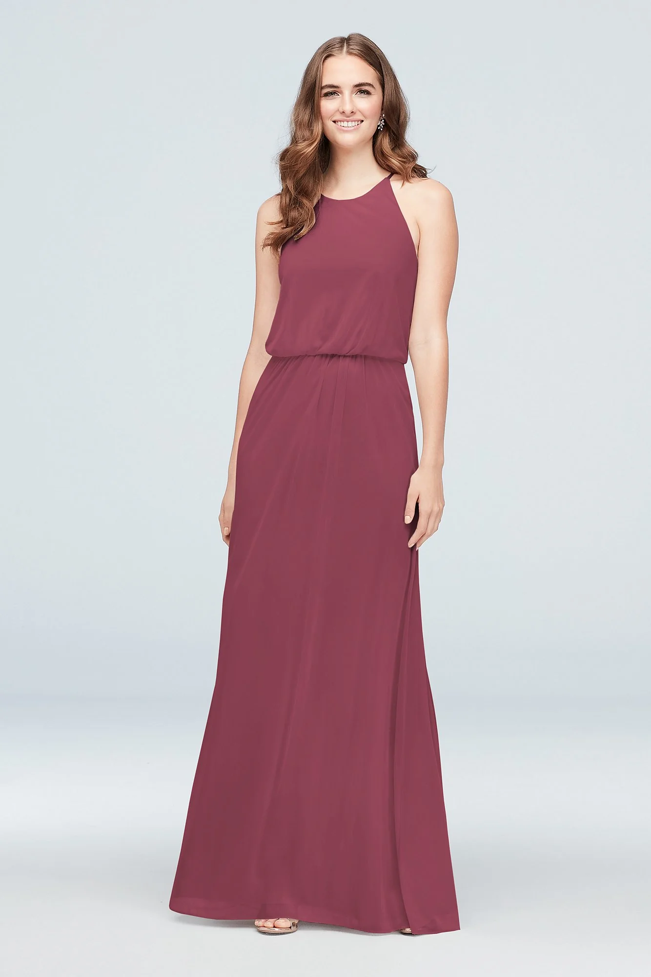 Blouson High-Neck Mesh Bridesmaid Dress - Image 59