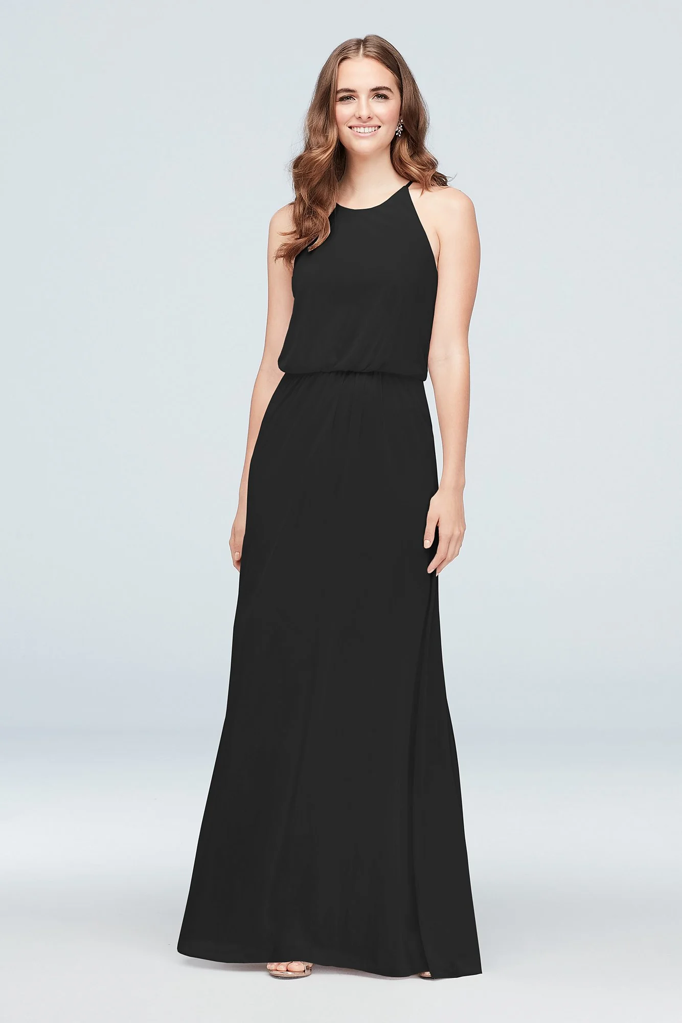 Blouson High-Neck Mesh Bridesmaid Dress - Image 63