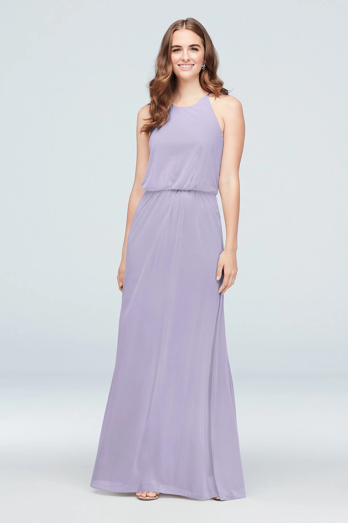 Blouson High-Neck Mesh Bridesmaid Dress - Image 64