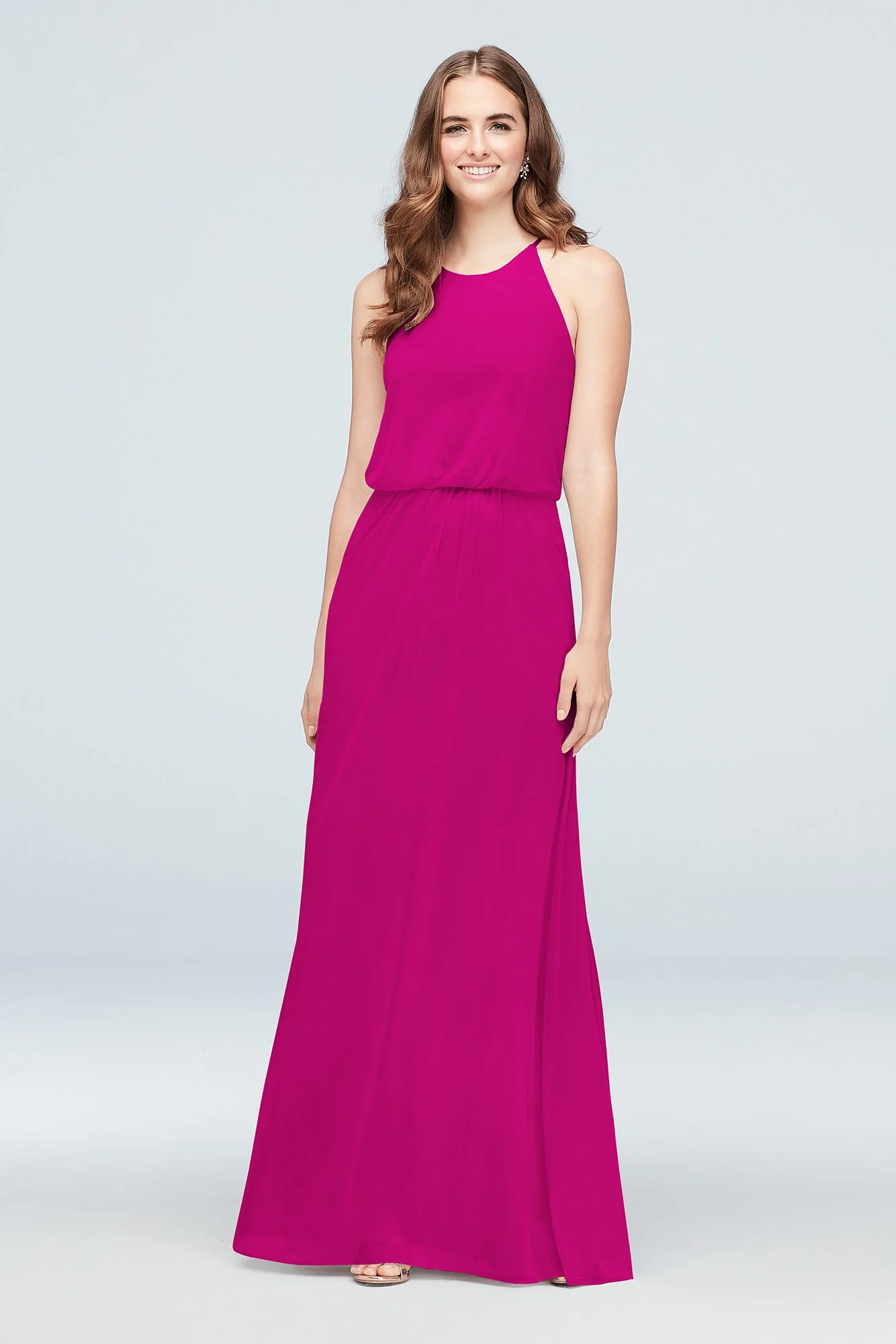 Blouson High-Neck Mesh Bridesmaid Dress - Image 65