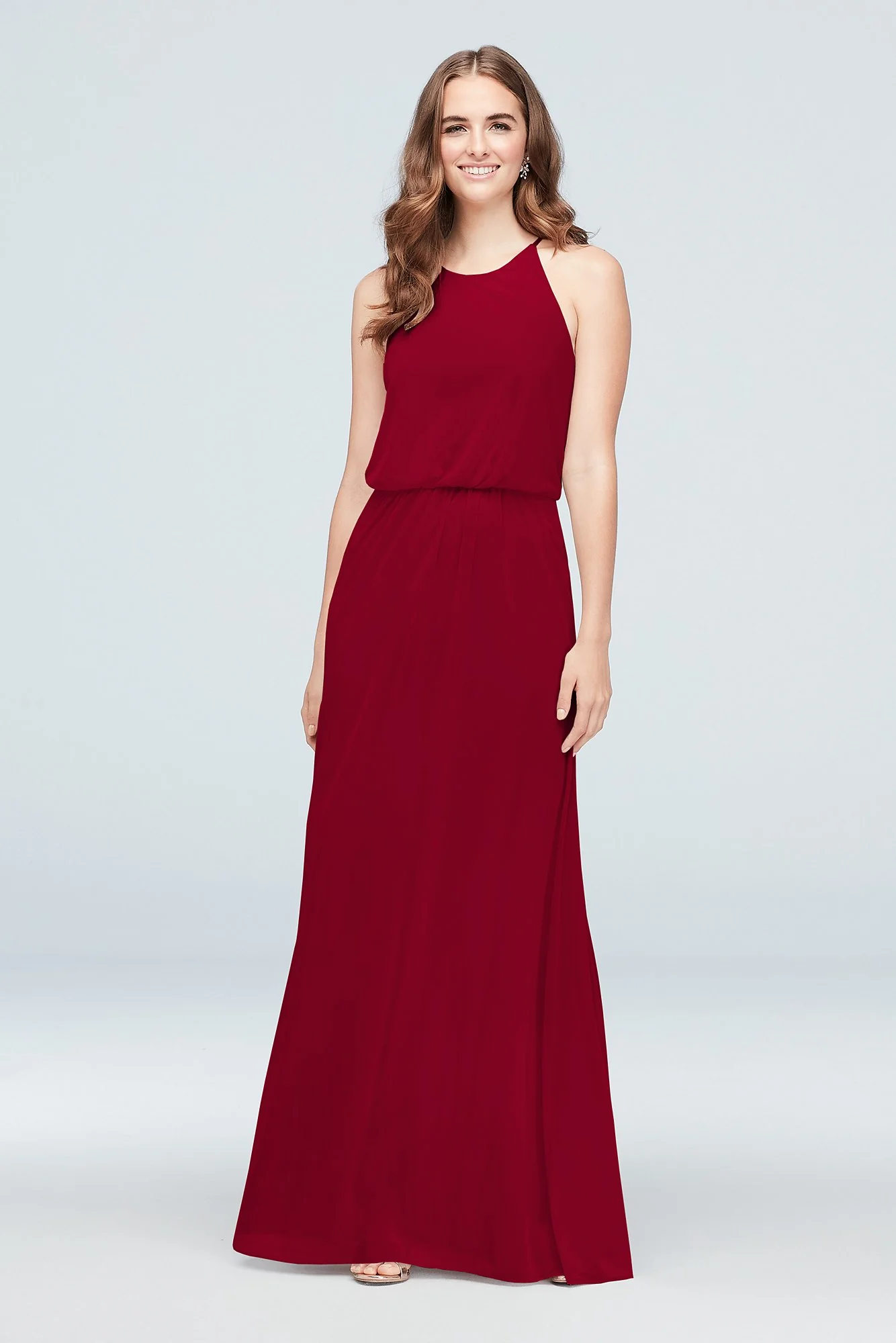 Blouson High-Neck Mesh Bridesmaid Dress - Image 66