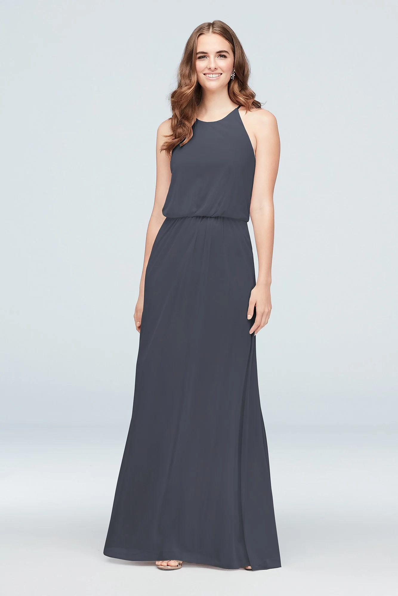 Blouson High-Neck Mesh Bridesmaid Dress - Image 68