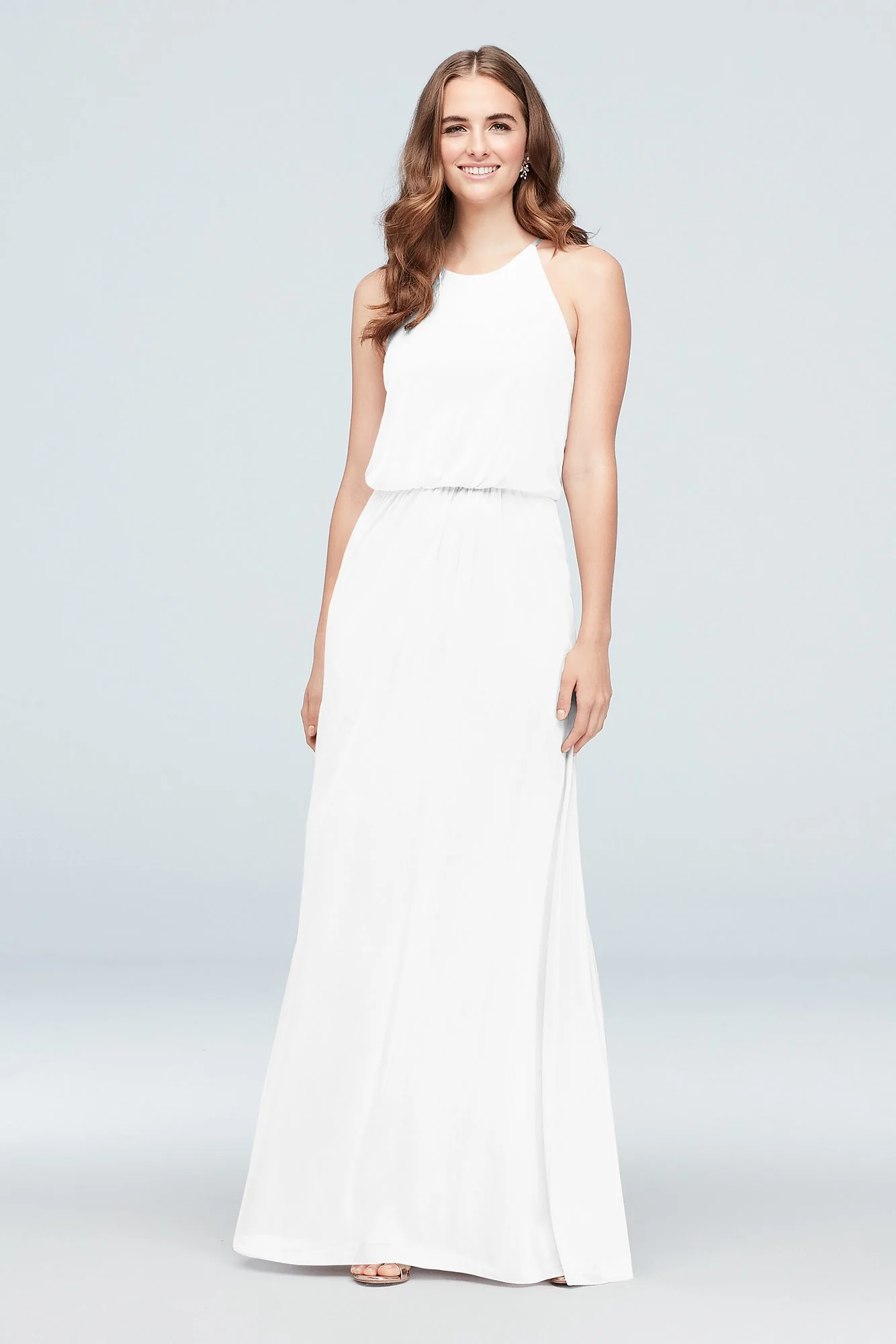 Blouson High-Neck Mesh Bridesmaid Dress - Image 71