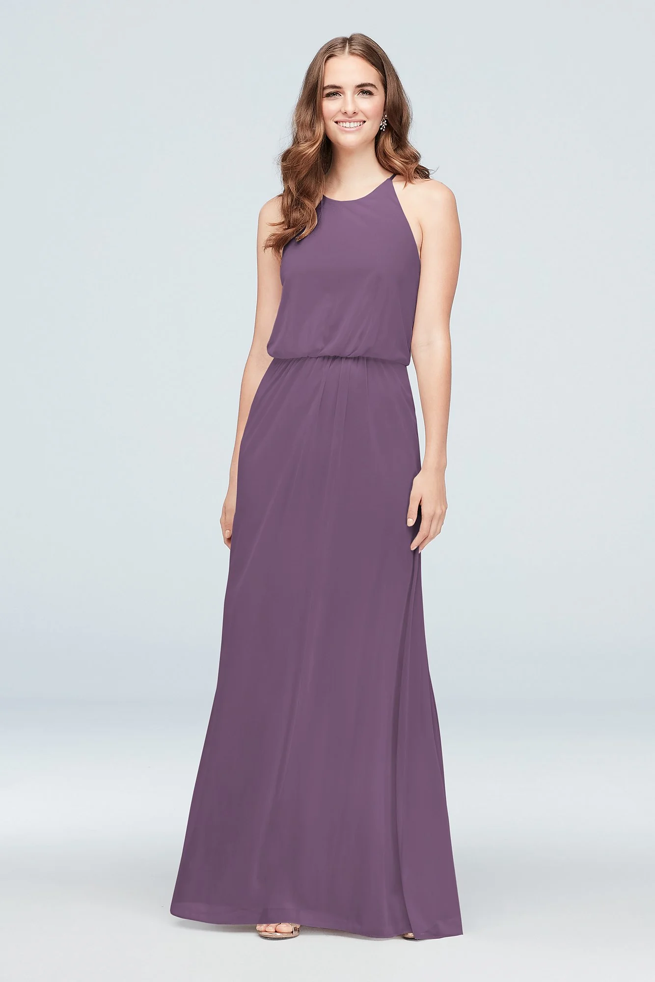 Blouson High-Neck Mesh Bridesmaid Dress - Image 72