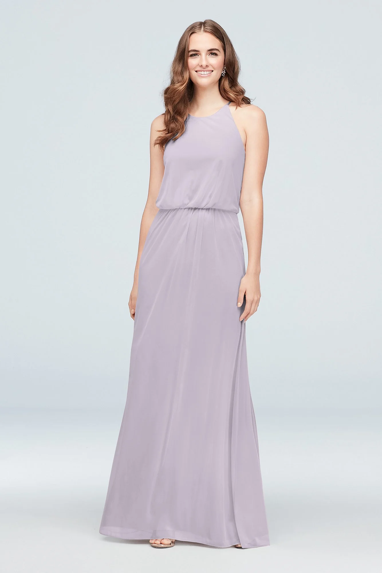 Blouson High-Neck Mesh Bridesmaid Dress - Image 73