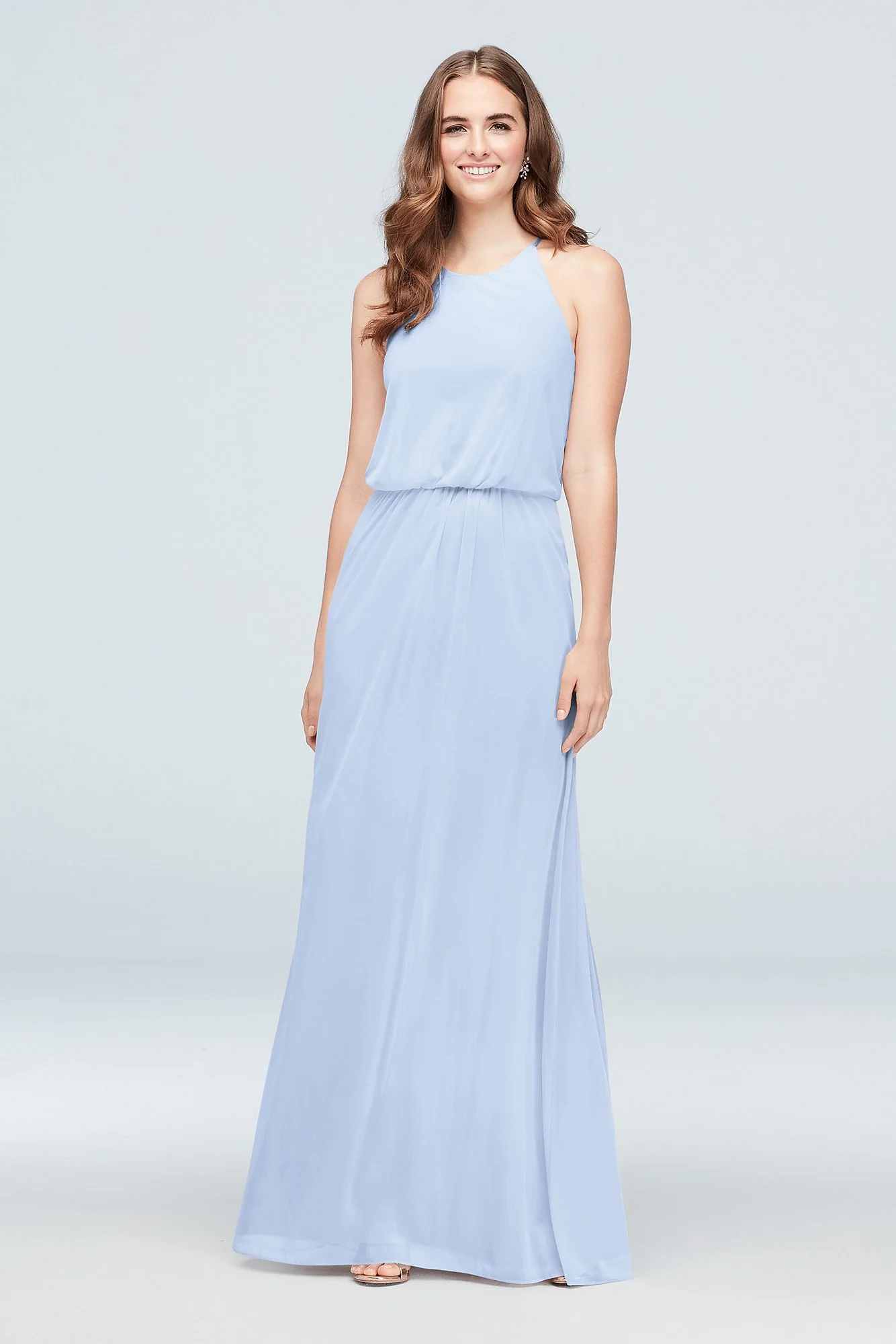 Blouson High-Neck Mesh Bridesmaid Dress - Image 76