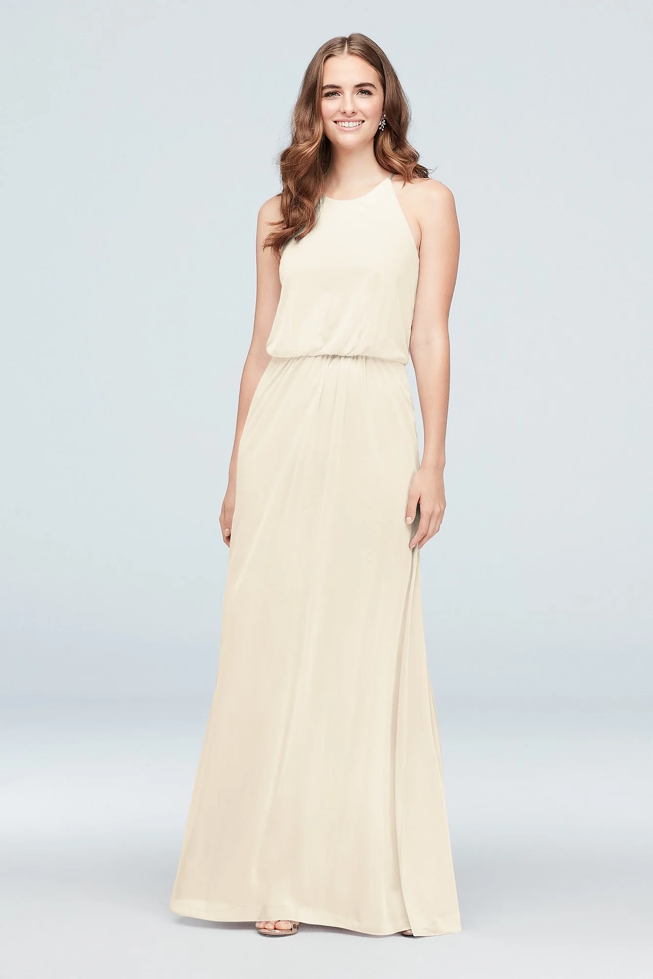 Blouson High-Neck Mesh Bridesmaid Dress - Image 78